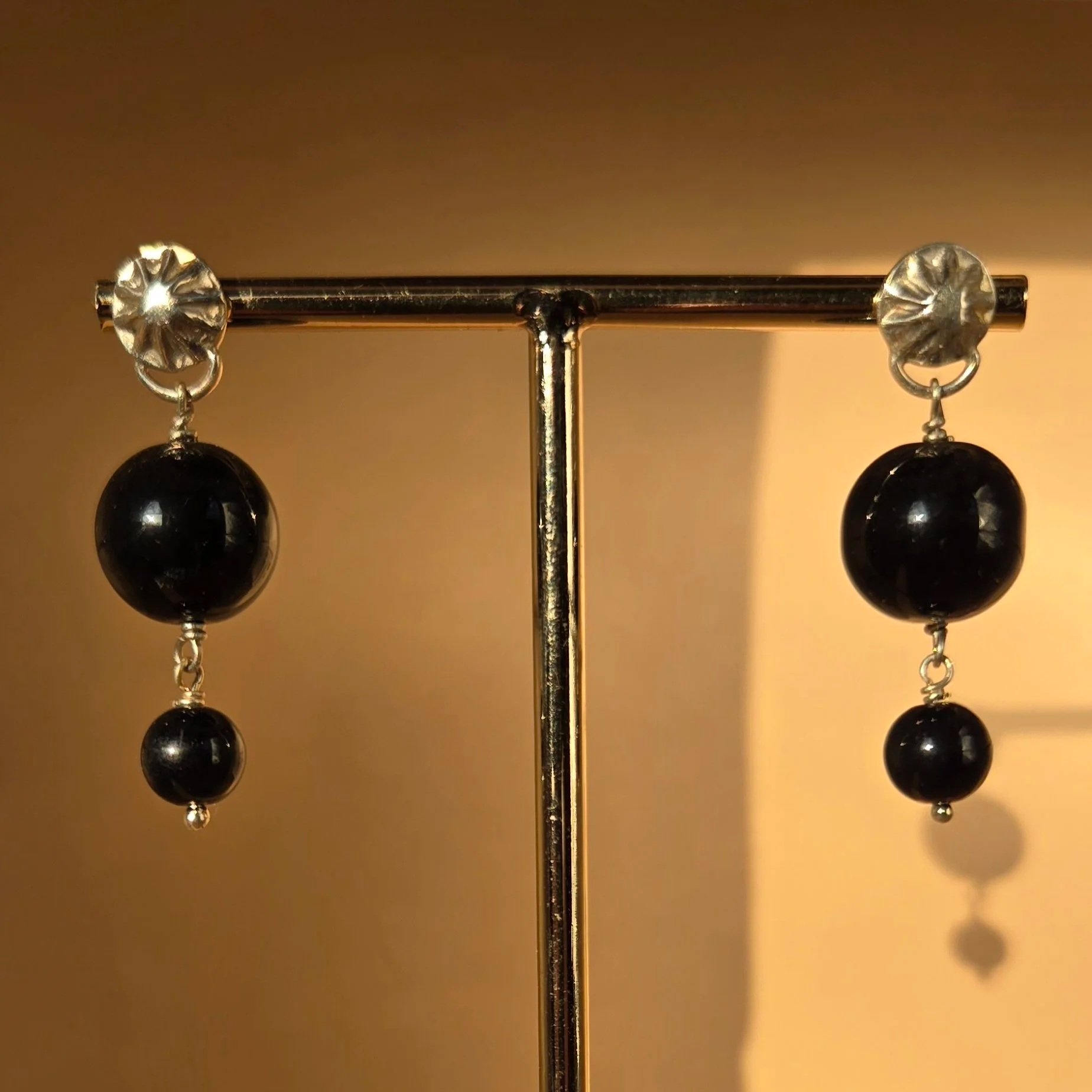 Recycled Sterling Silver and Vintage Pearl Drop Earrings