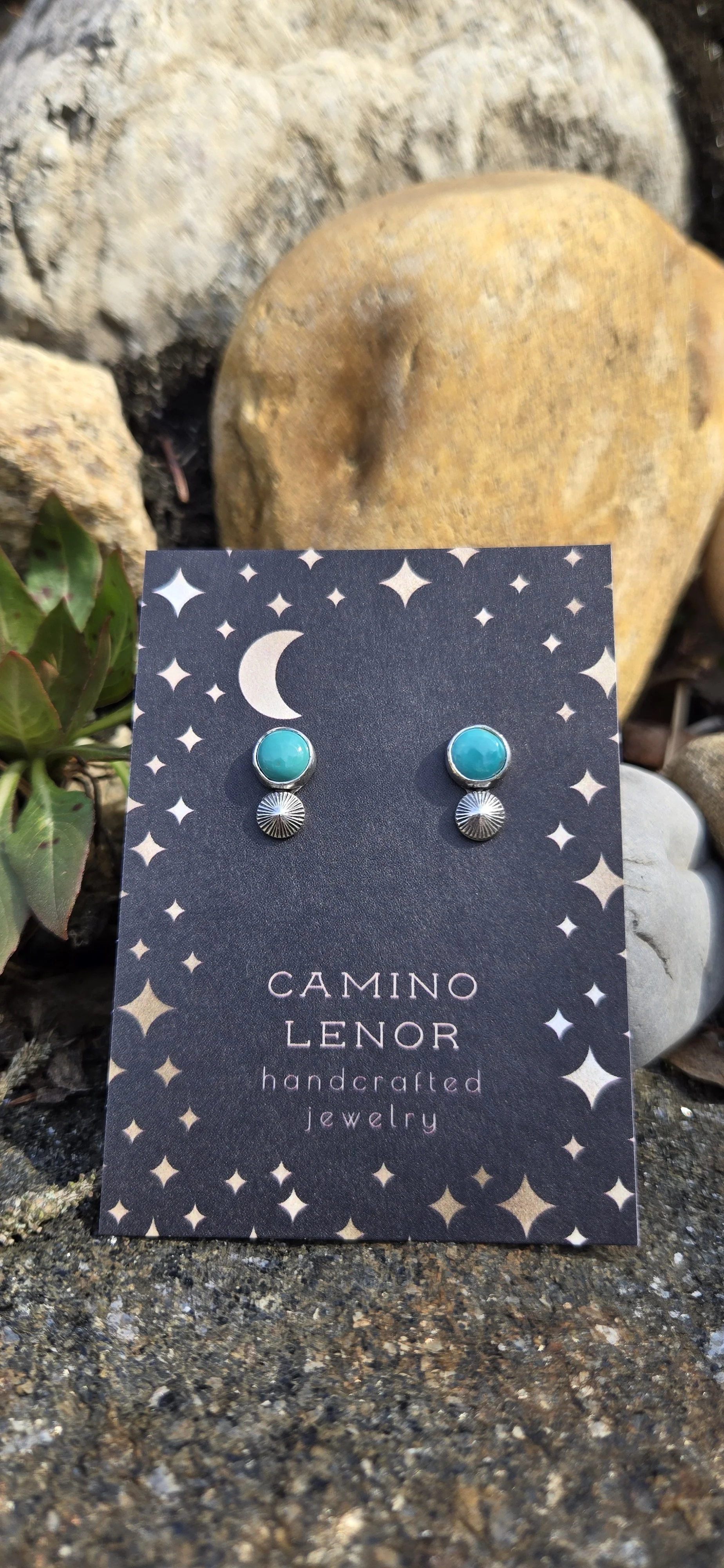 Turquoise and Recycled Silver Stud Earrings