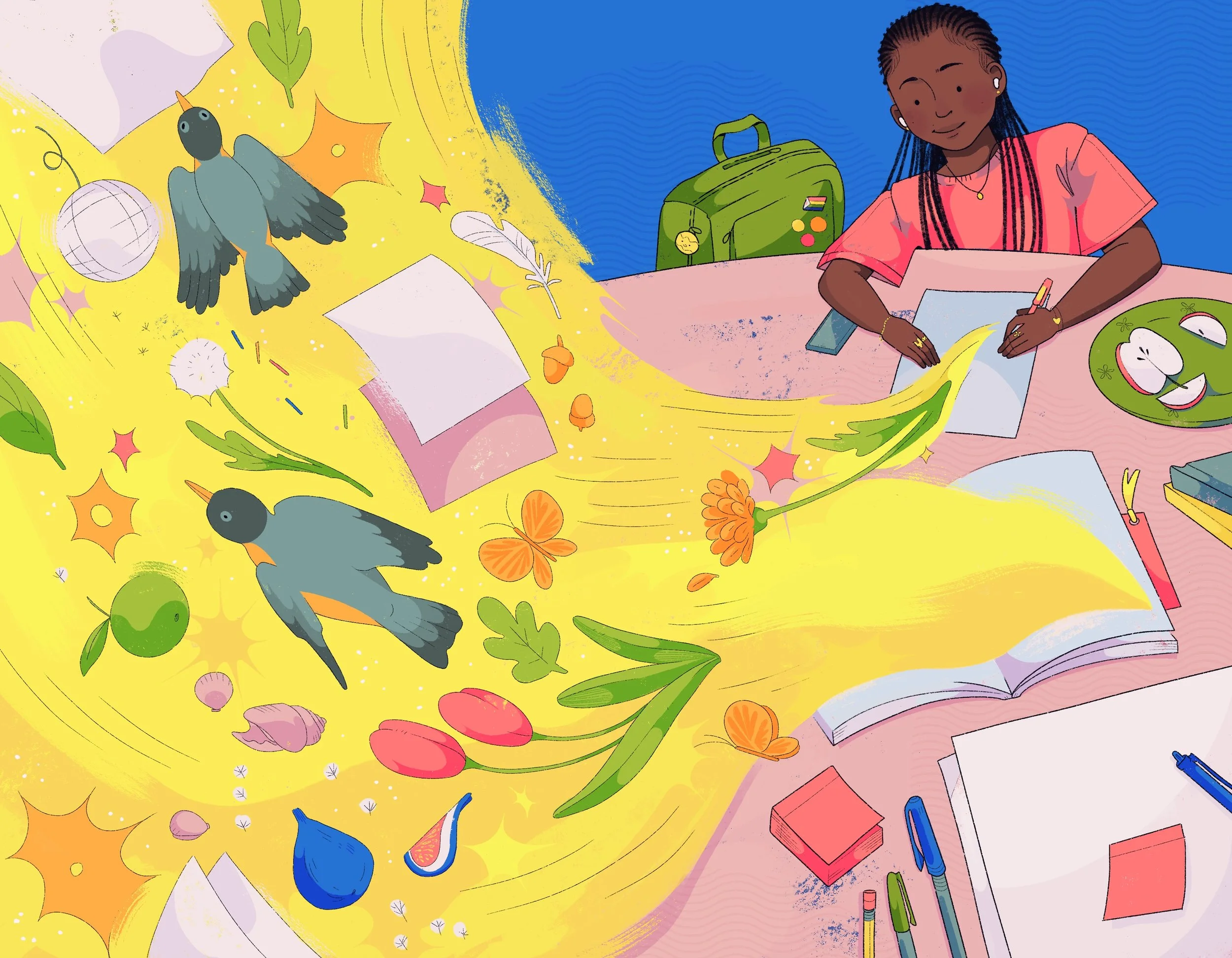 Illustration for Chicago Poetry Center's annual chapbook of student poetry titled "Ice Cream from the Past" (Chicago Poetry Center, 2025)