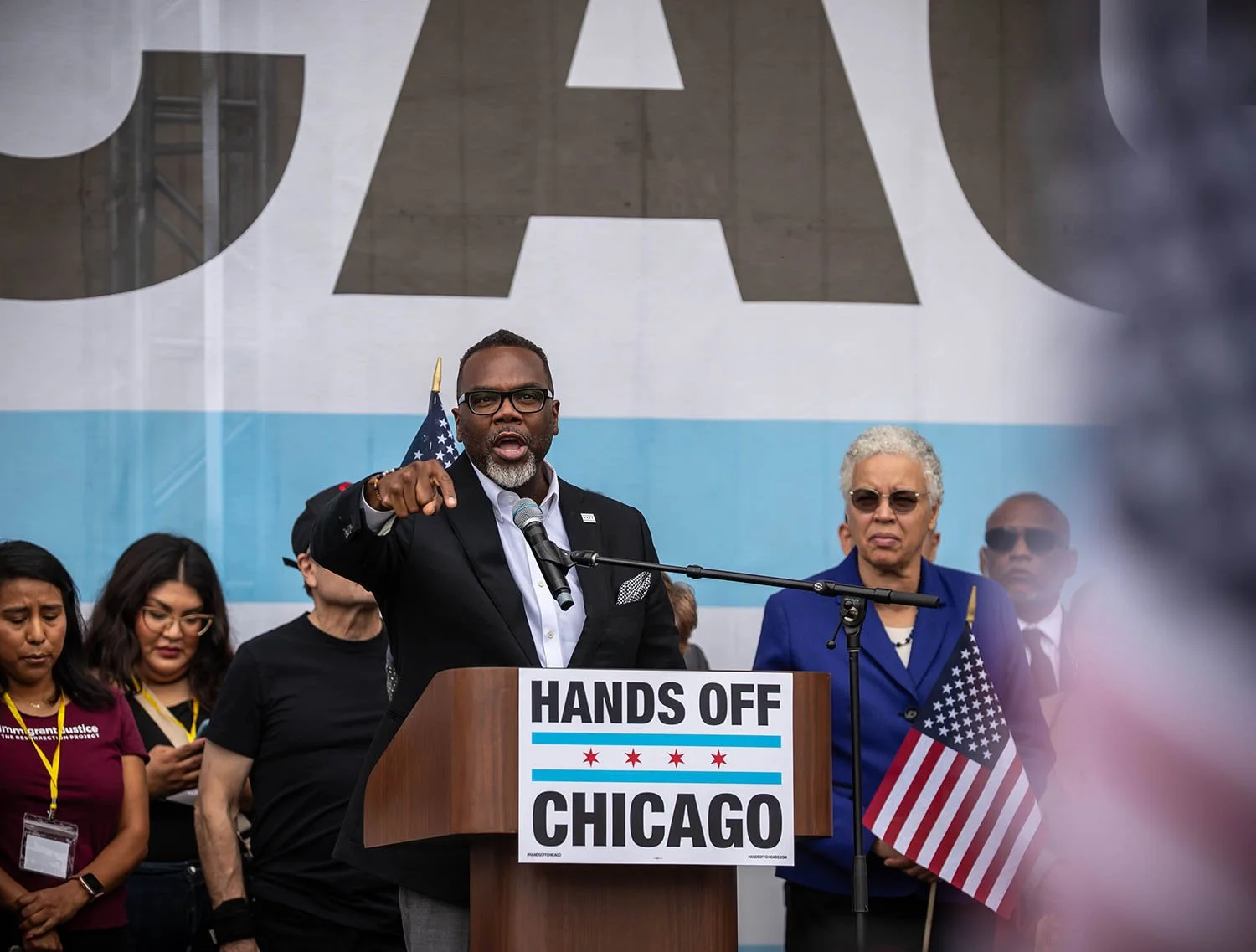 K'Von Jackson, for "Hundreds of Thousands March Against Trump" by Jim Daley