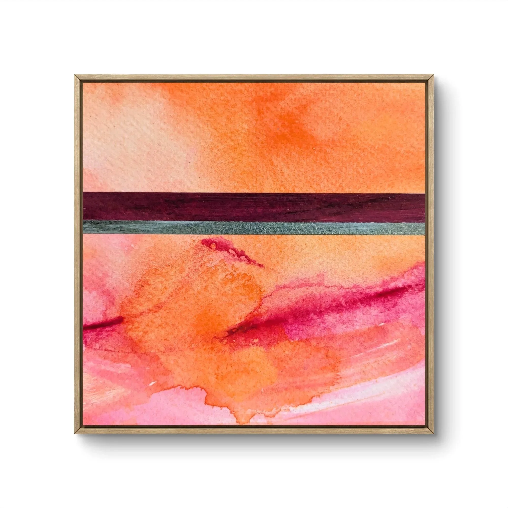 Small-scale blue and orange collage featuring expressive abstract marks and organic forms in acrylic by Anna Mar.