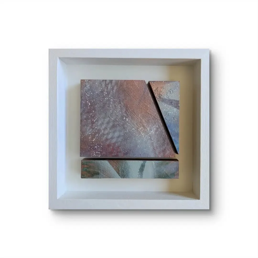 Expanse 2 l 8" x 8"

EXPANSE 
noun
A wide-open space holding everything and nothing all at once. The point where the physical world ends and imagination begins.

Acrylic, Flashe vinyl paint, and enamel spray on hand-cut wood composition mou