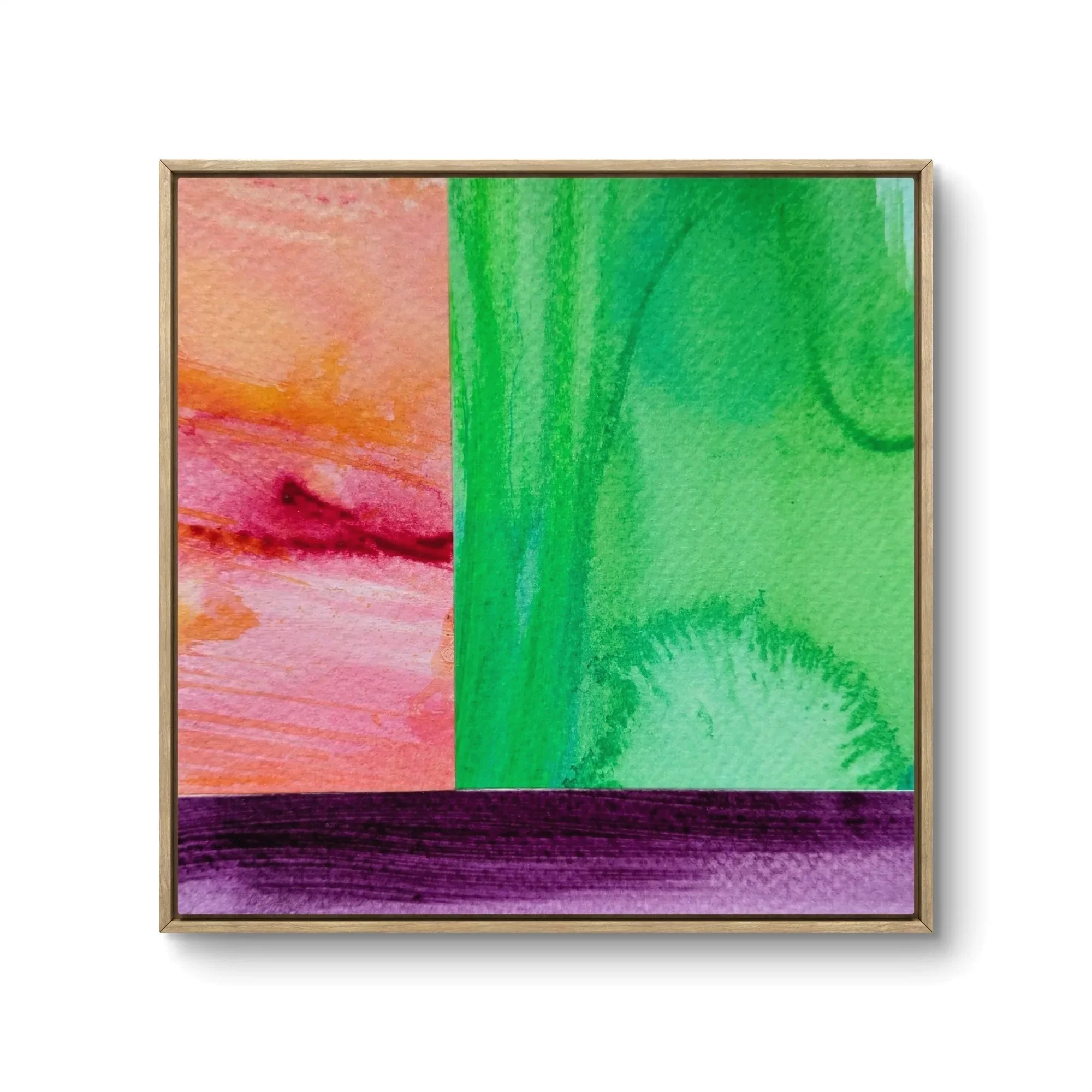 Small-scale blue and orange collage featuring expressive abstract marks and organic forms in acrylic by Anna Mar.