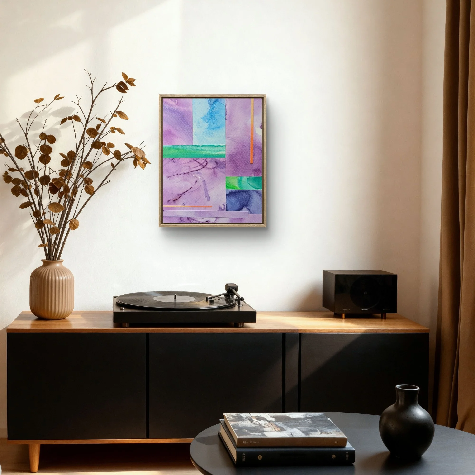 Original collage in warm tones, with organic shapes, acrylic on paper by Anna Mar.