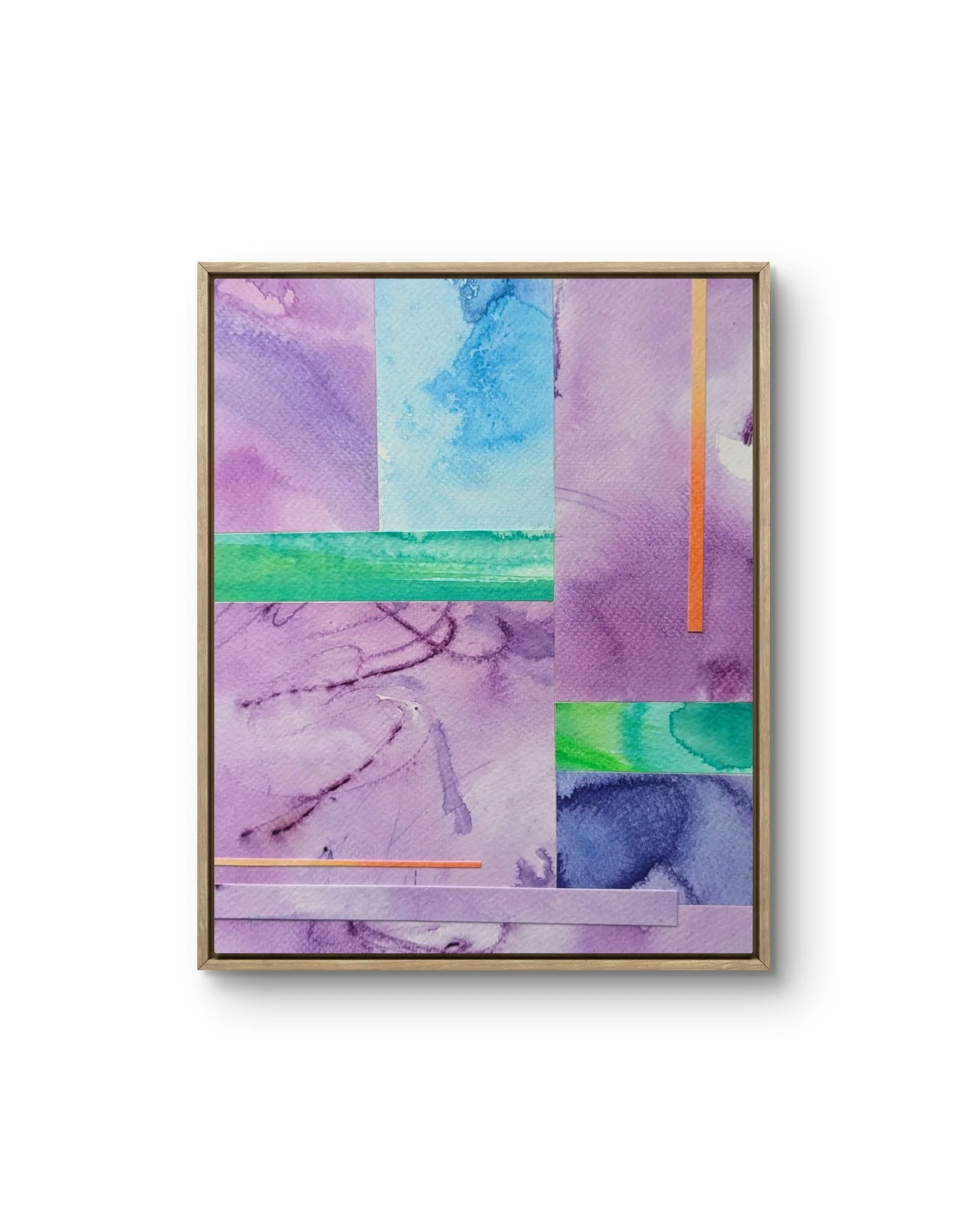 Original abstract collage with vibrant organic shapes on watercolor paper by Anna Mar.