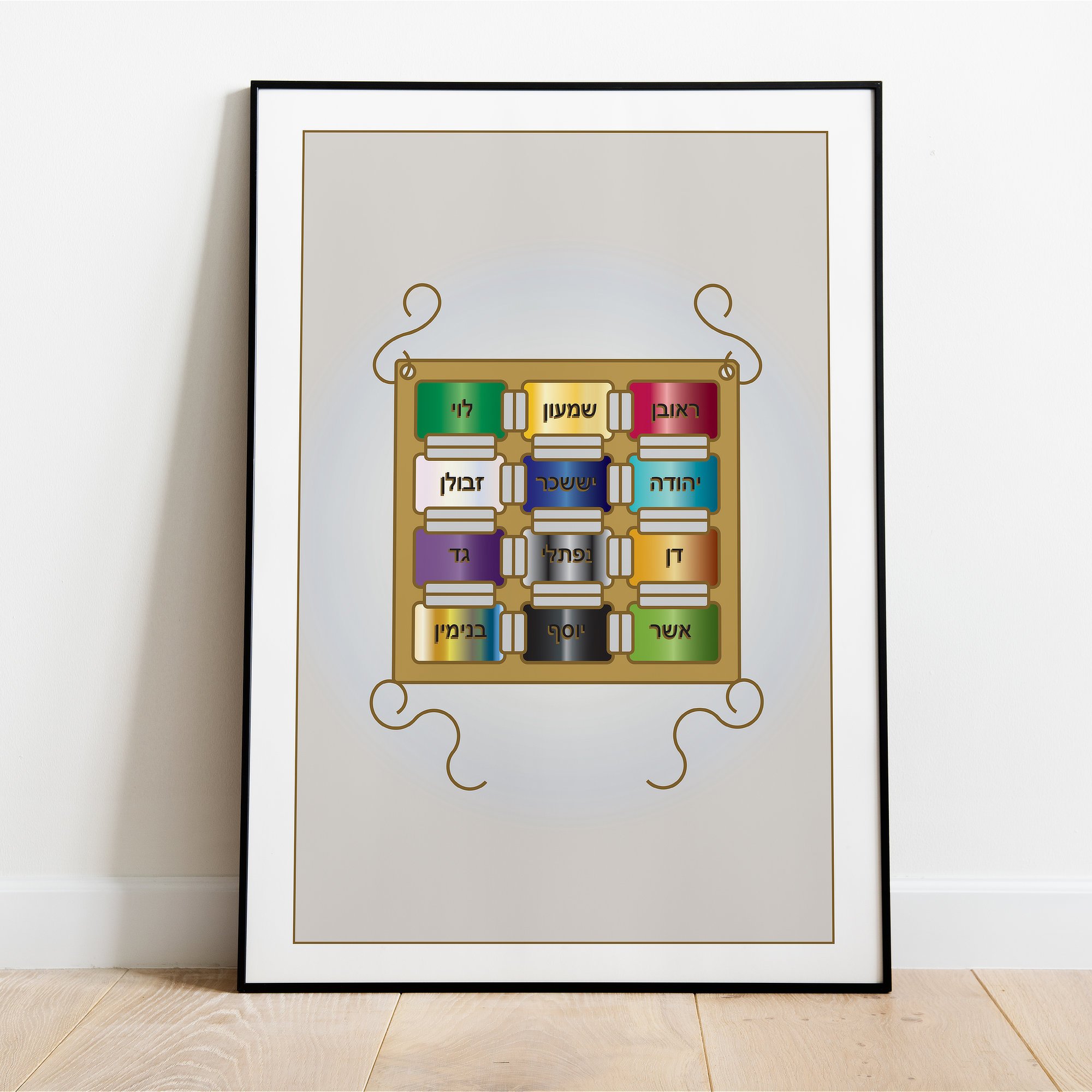 Fine art print of the Tribe of Levi, featuring the Breastplate over a light background from the 12 Tribes Art collection by Anna Mar Art.