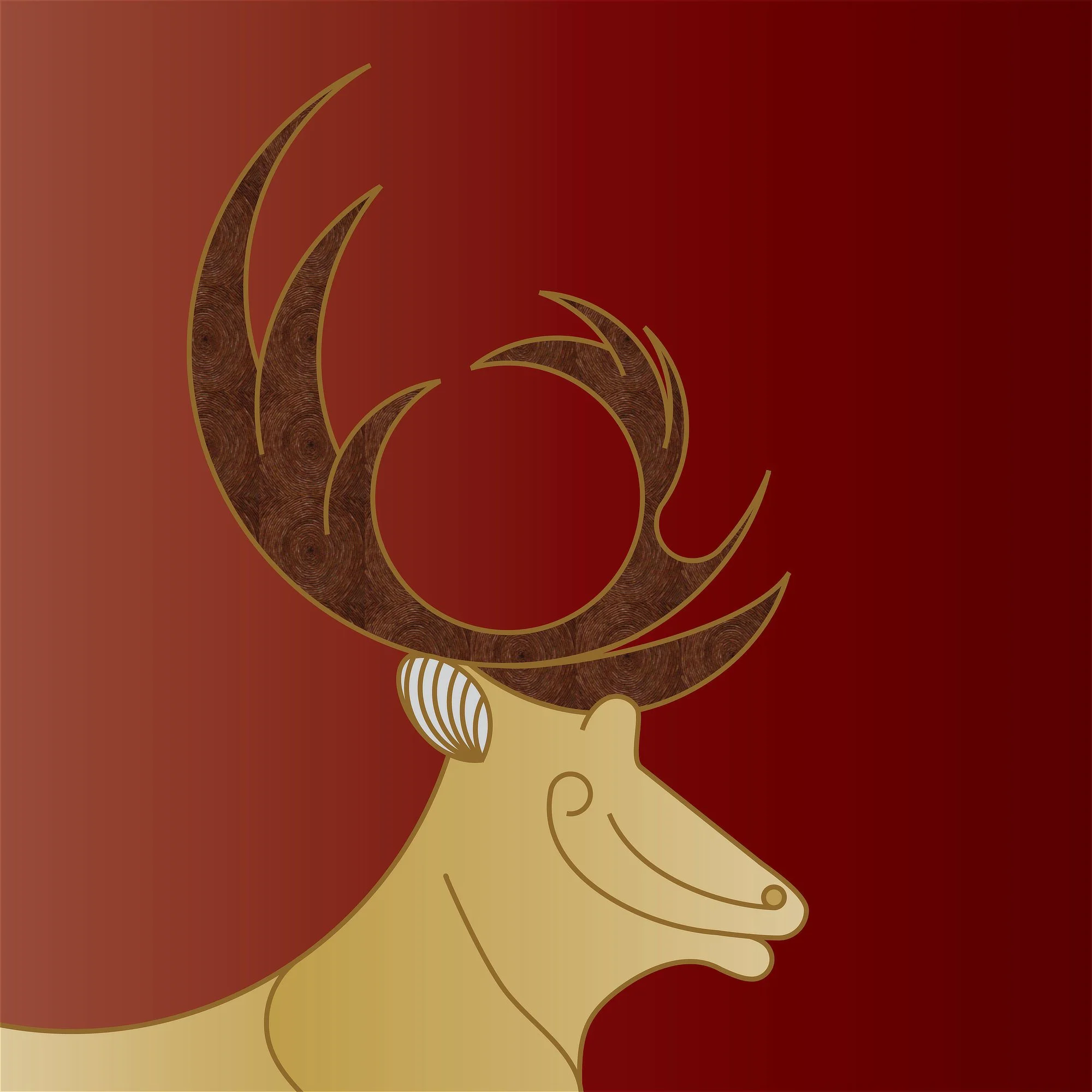 Fine art print of the Tribe of Naphtali, featuring the Stag, over a red background from the 12 Tribes Art collection by Anna Mar Art.