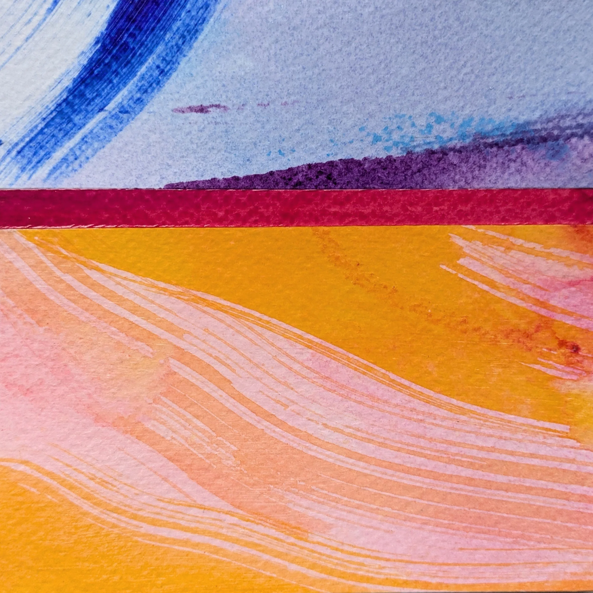 Small-scale mixed media collage featuring expressive abstract marks and organic forms in acrylic by Anna Mar.