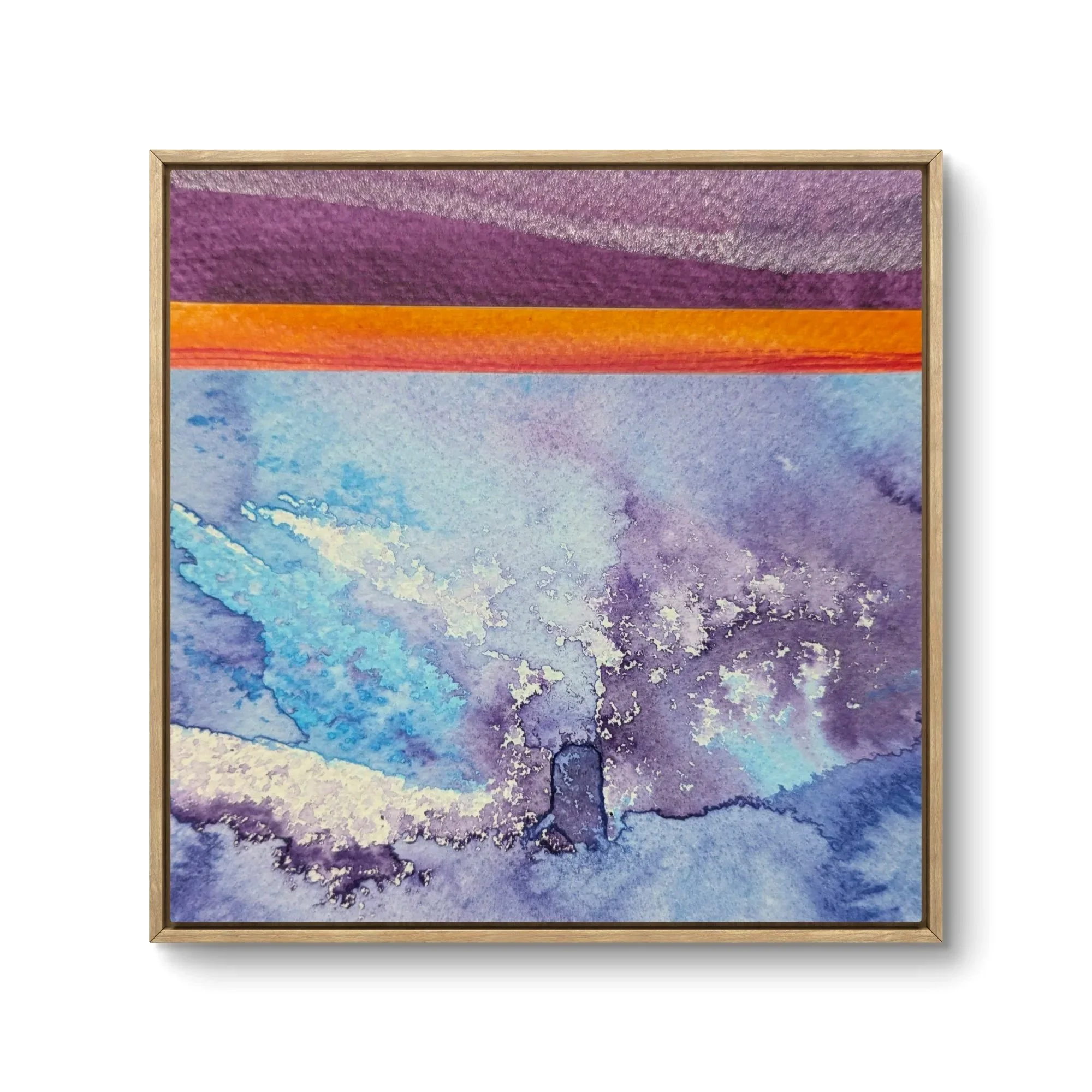 Original blue and purple abstract collage, with organic shapes, acrylic on paper by Anna Mar.