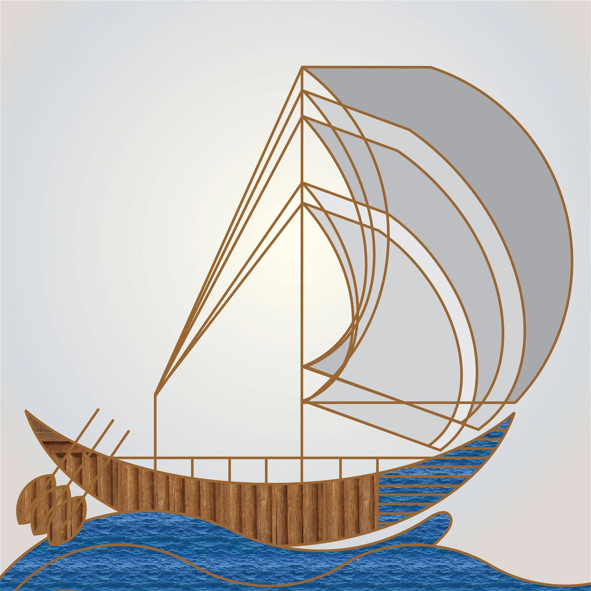 Fine art print of the Tribe of Zebulun, featuring the Sailing Ship over a light background from the 12 Tribes Art collection by Anna Mar Art.