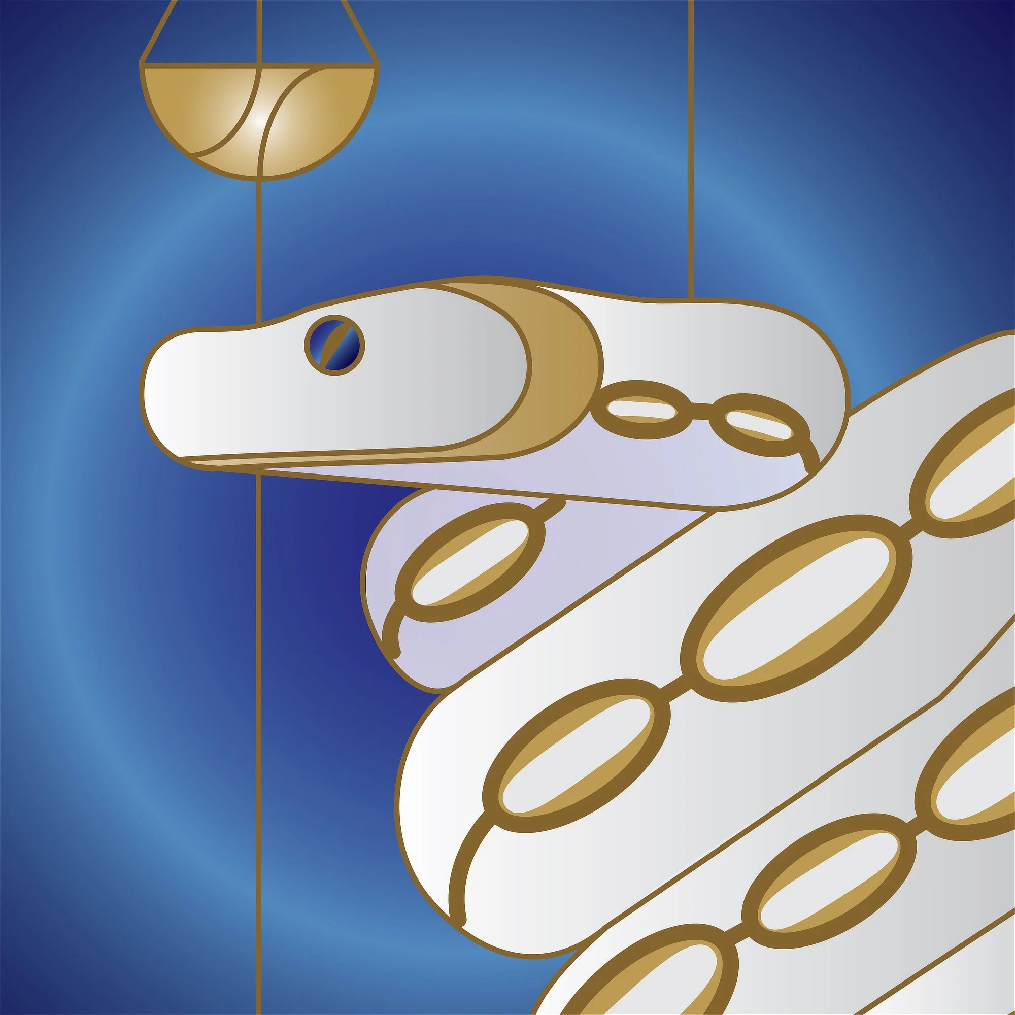 Digital art illustration of the Tribe of Dan, the Balance and Viper , from the 12 Tribes Art collection by Anna Mar Art.