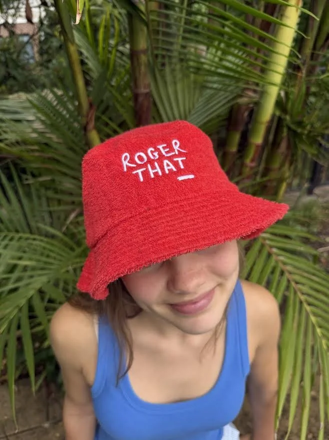 Roger That Terry Towelling Hat - Red with White Logo
