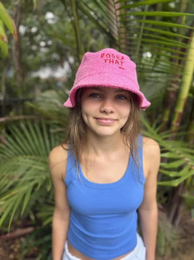 Roger That Terry Toweling Hat - Pink & Red