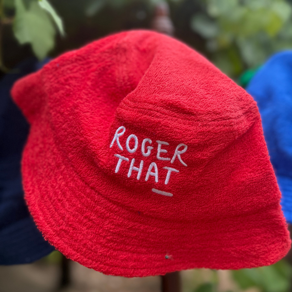 Roger That Terry Towelling Hat - Red with White Logo