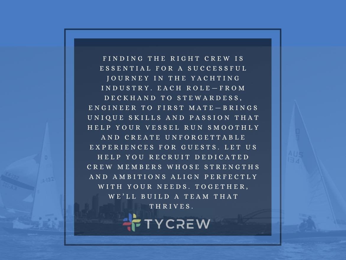 Looking for crew this season?

#yachtrecruitment #yachtcrew #crewrecruitment  #yachtindustry #tycrew #crewrecruitment #maritime #yachtingindustry #recruitment #yachting