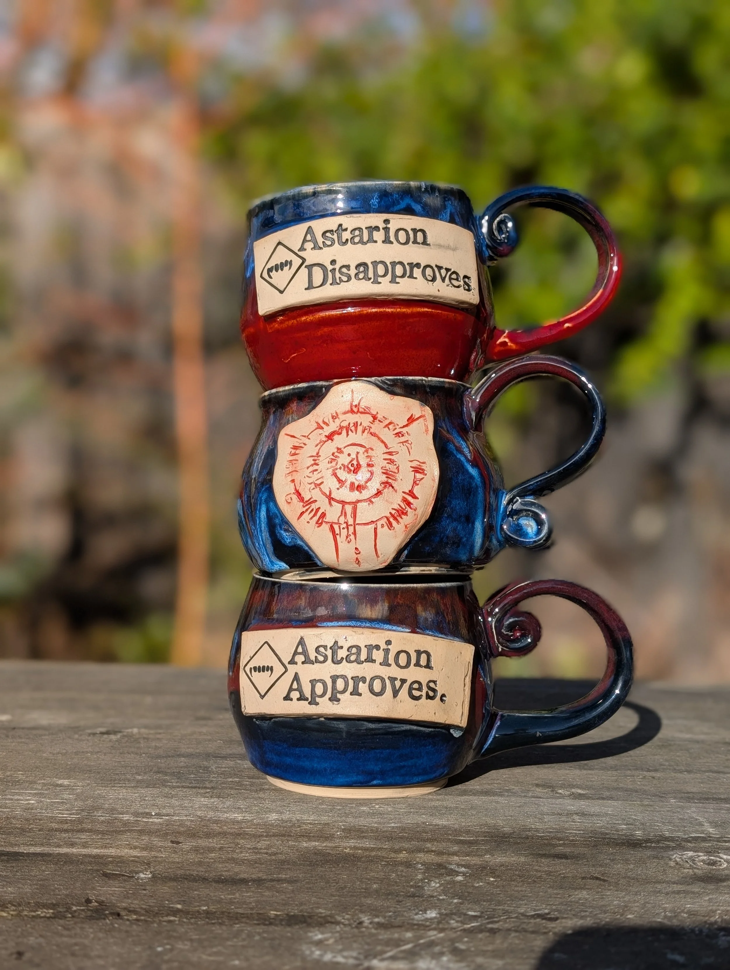 Set of three handmade Astarion mugs