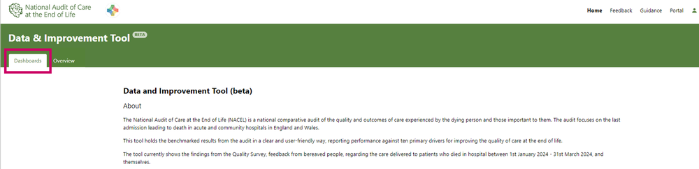 Dashboards - Guidance — National Audit of Care at the End of Life