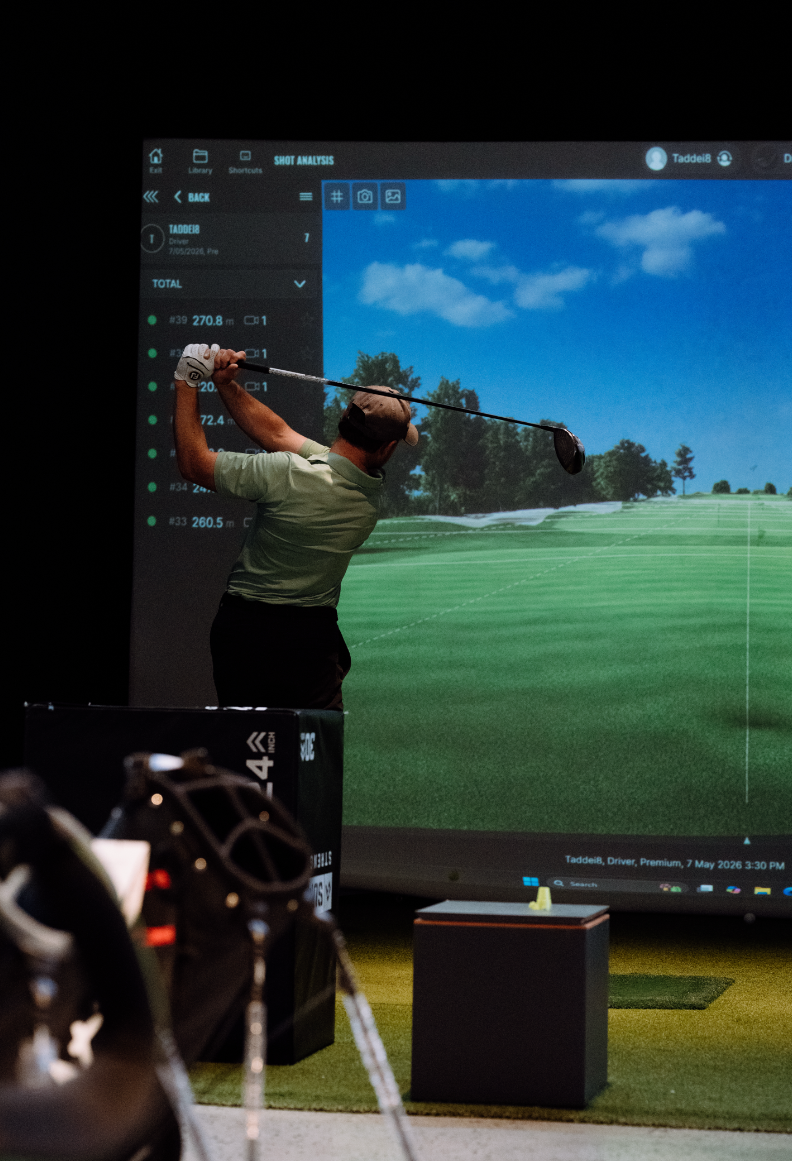 Pin High Golfer hitting drive using trackman