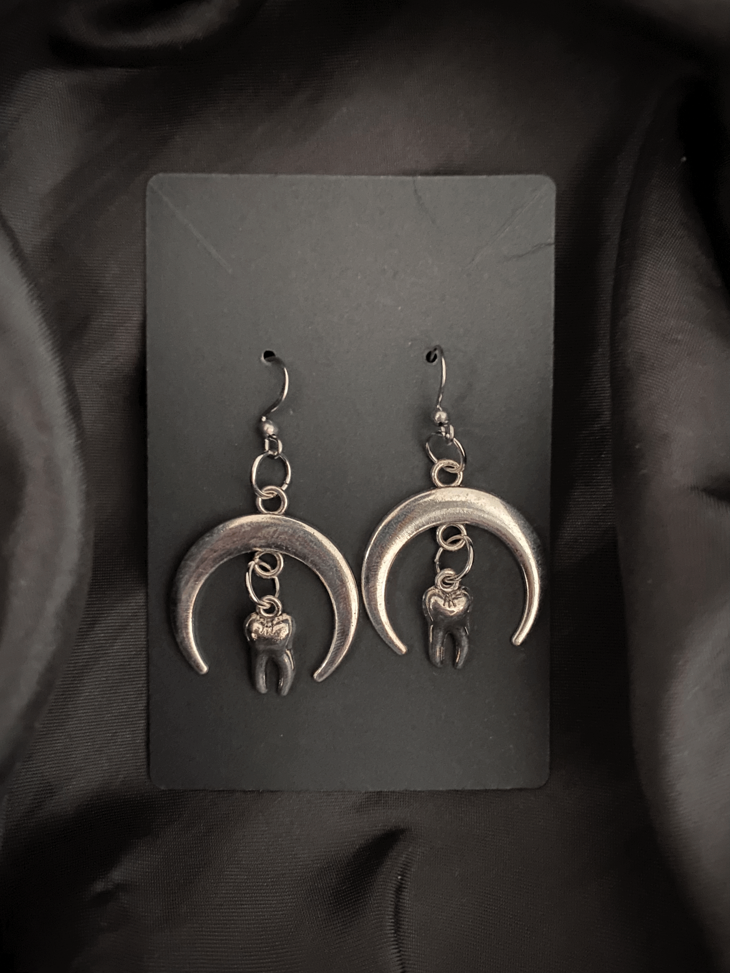 tooth crescent moon earrings