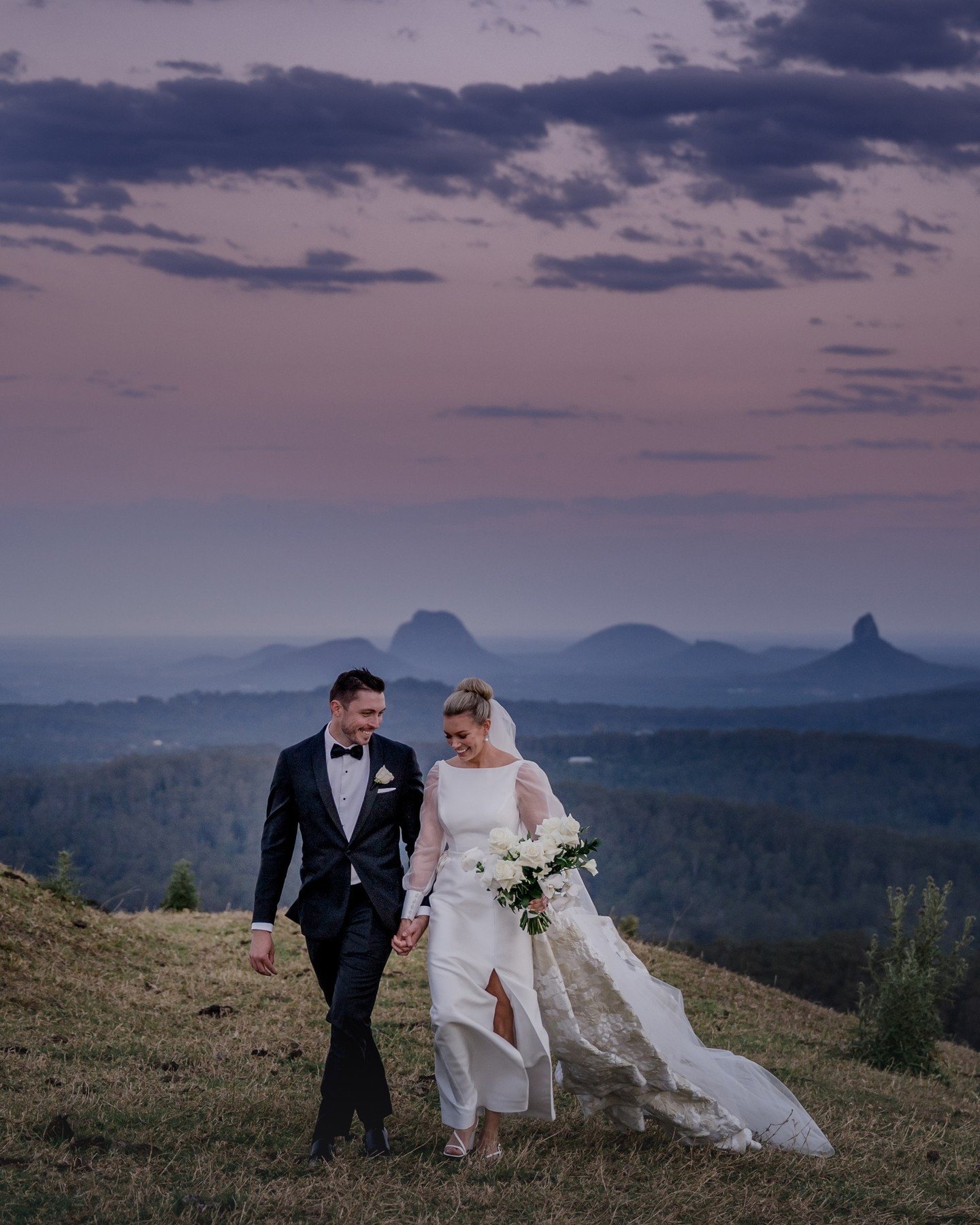 Olivia and Tom carving out their own path with the Glasshouse Mountains as the perfect backdrop ⁠
⁠
⁠
⁠
⁠
⁠
⁠