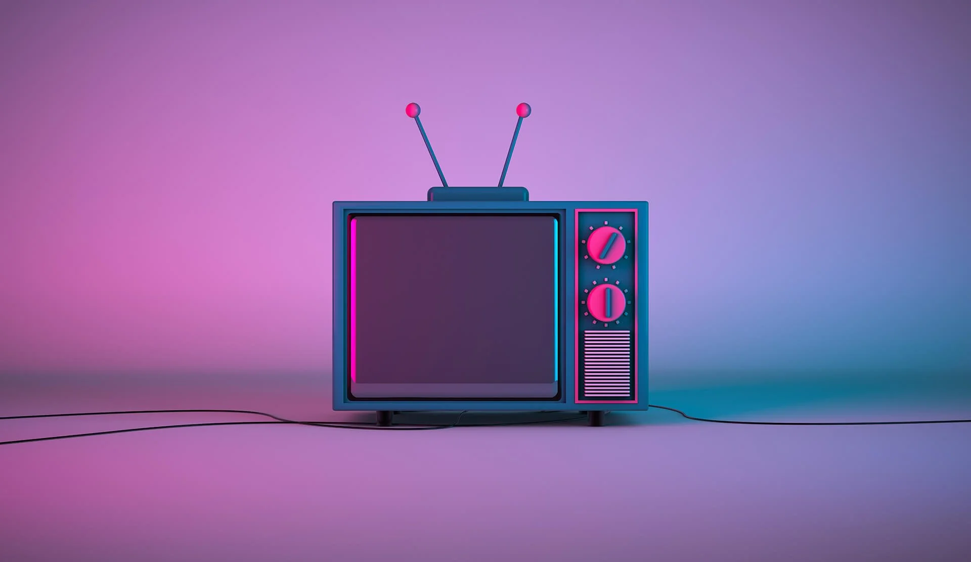 A stylized retro television with a blue and pink color scheme.jpg