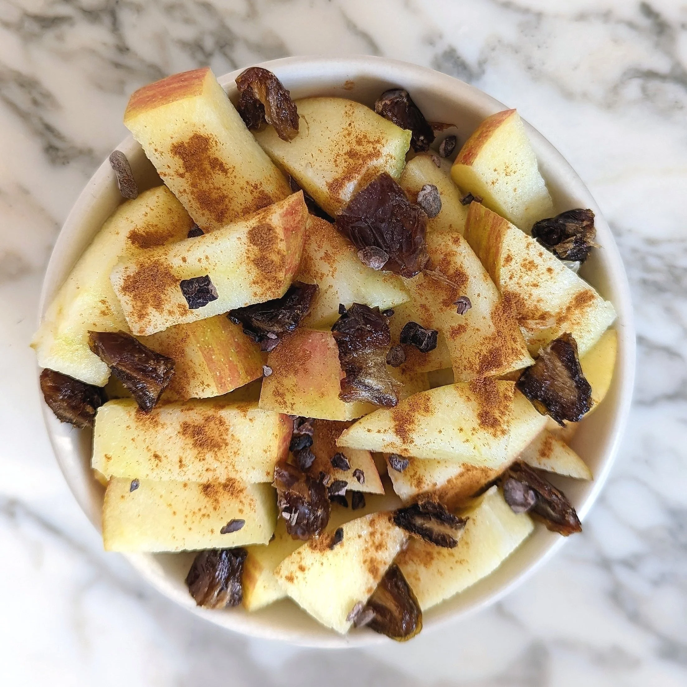 Apples, dates, lemon juice, cinnamon
