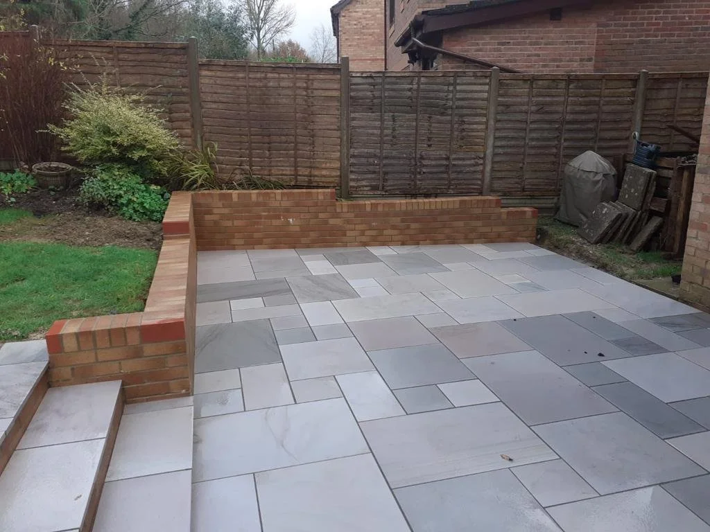 Rear extension & patio with garden walls