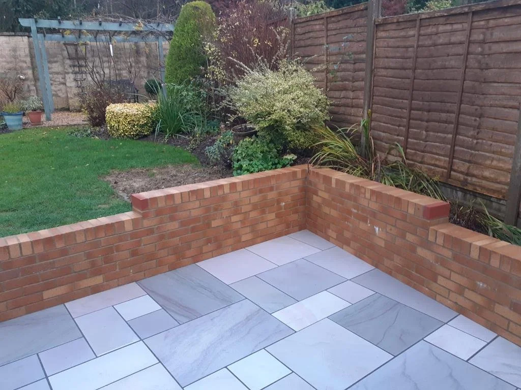 Rear extension & patio with garden walls