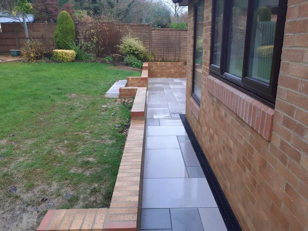 Rear extension & patio with garden walls
