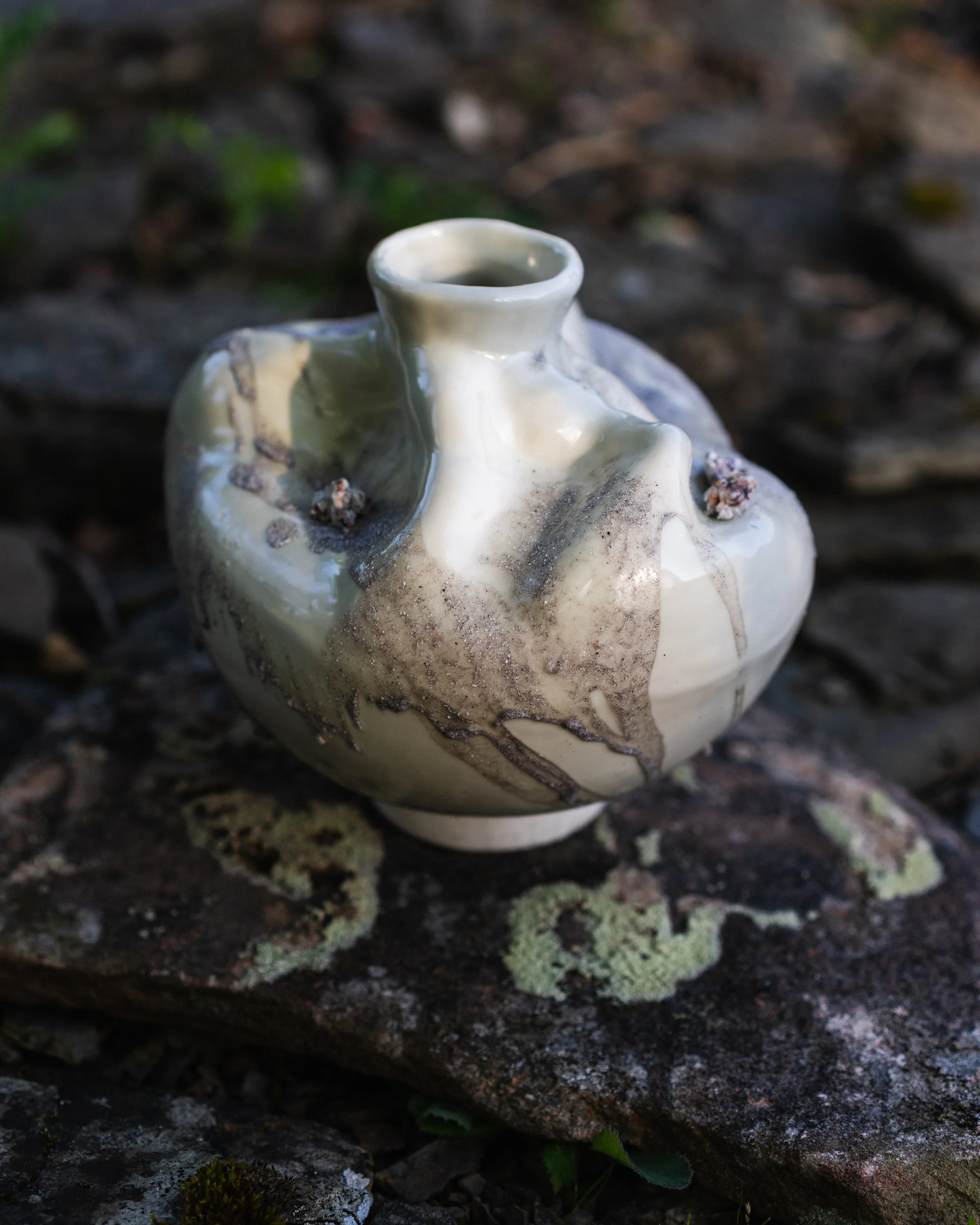 Porcelain pot with a granite glaze, 2024