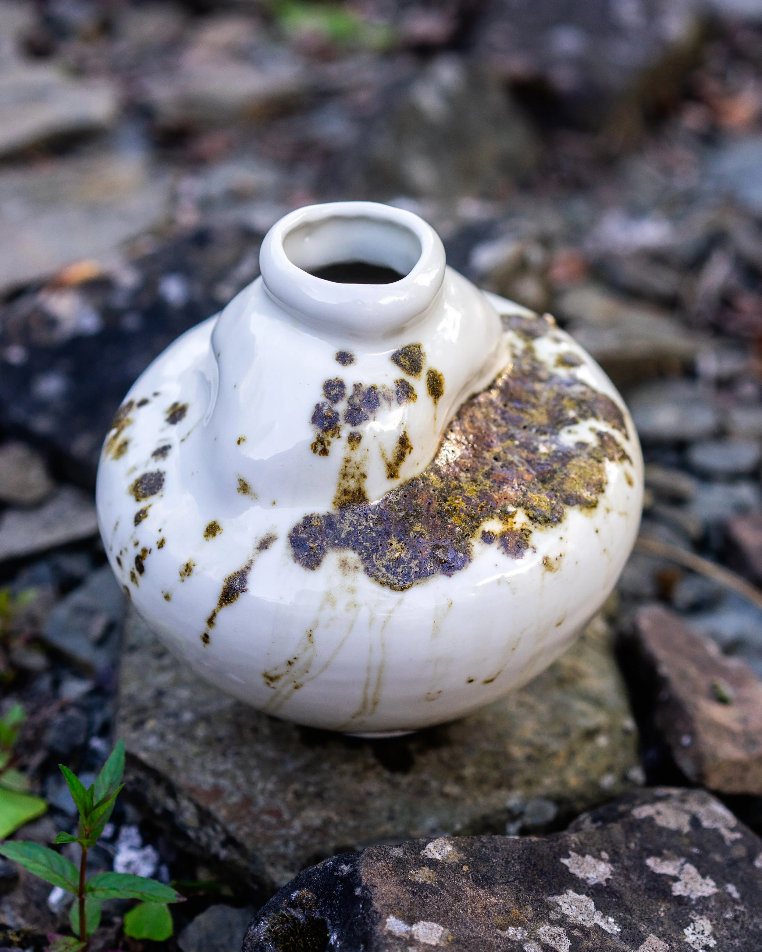 Porcelain pot with a rock glaze, 2024