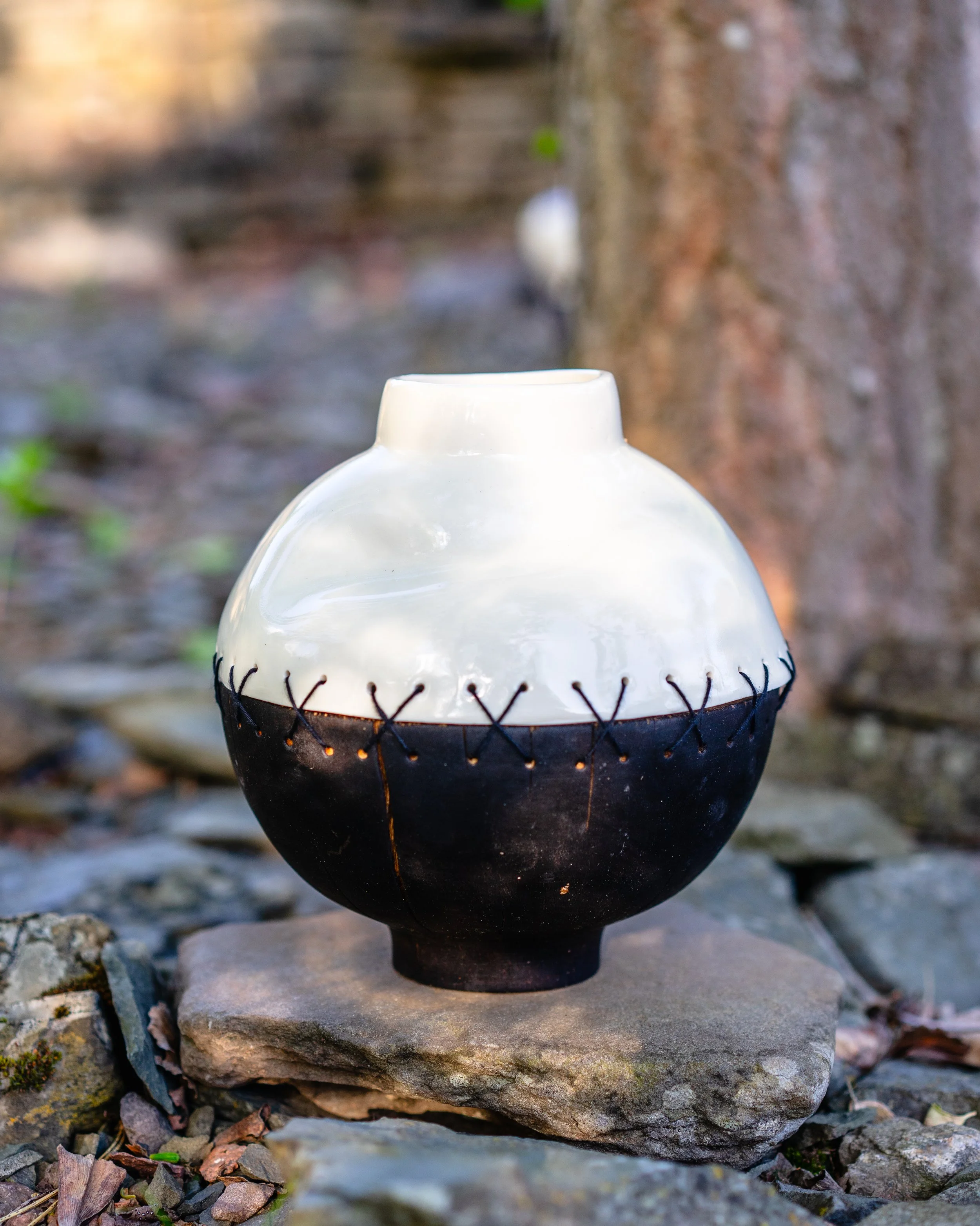 Porcelain and wooden pot, 2024