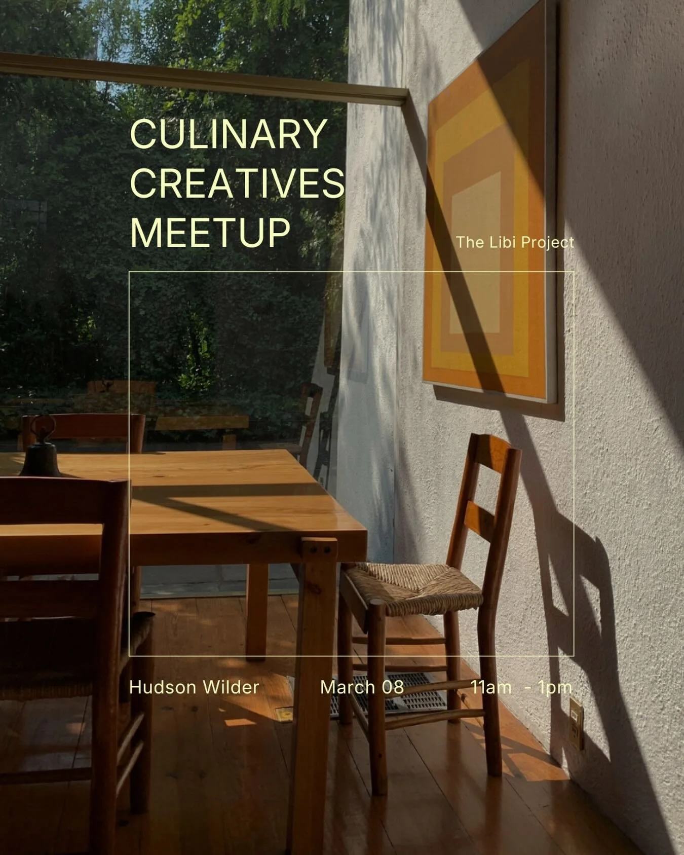 Join The Libi Project for a Culinary Creatives Meetup, a relaxed coffee gathering for F&amp;B professionals working across culinary arts, design, photography, production, writing, styling, + more. Meet friends of the Libi community, share what you&rs