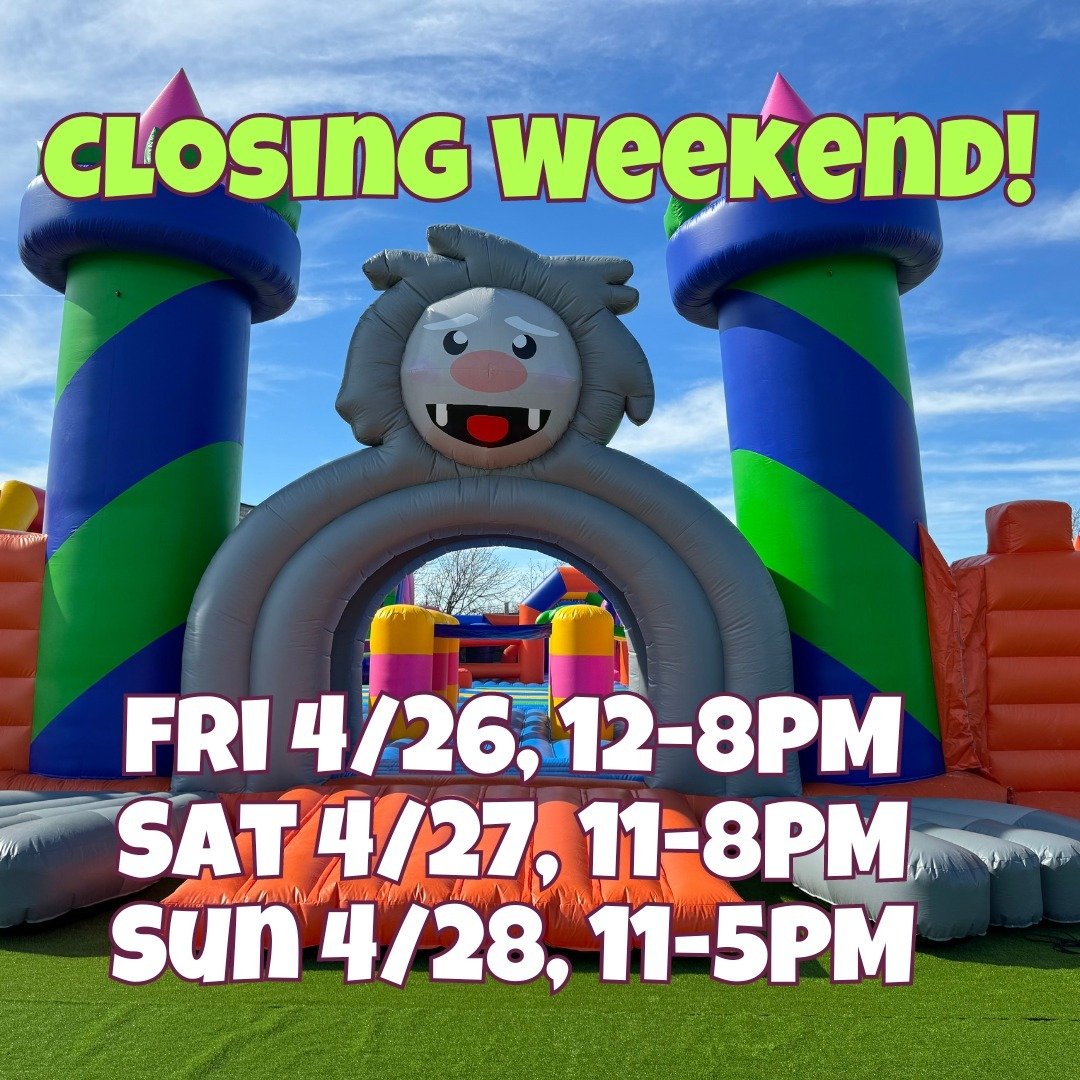 Closing weekend San Antonio! Check our website for specials, come out and bounce while you still can. It's been an amazing run San Antonio! Link in bio!

Closing weekend hours:
Friday 4/26, 12-8PM
Saturday 4/27, 11-8PM
Sunday 4/28, 11-5PM