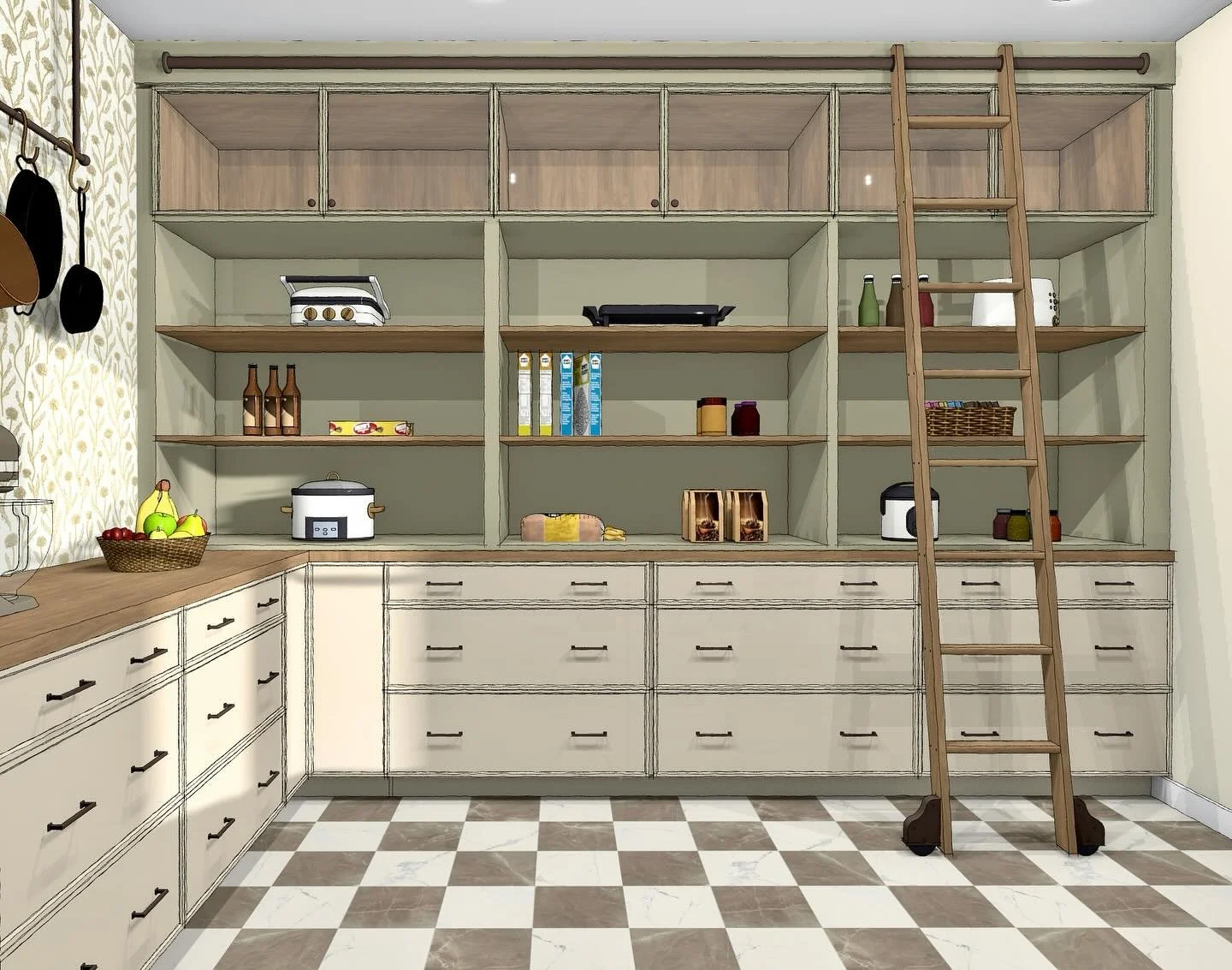 When you&rsquo;re planning for a new-build or remodel, it&rsquo;s SO important to think about the items you need adequate storage for. The crockpot, toaster, mixer, griddle&mdash;secret candy stash 👀 it all needs a home! 

This walk-in pantry is wha