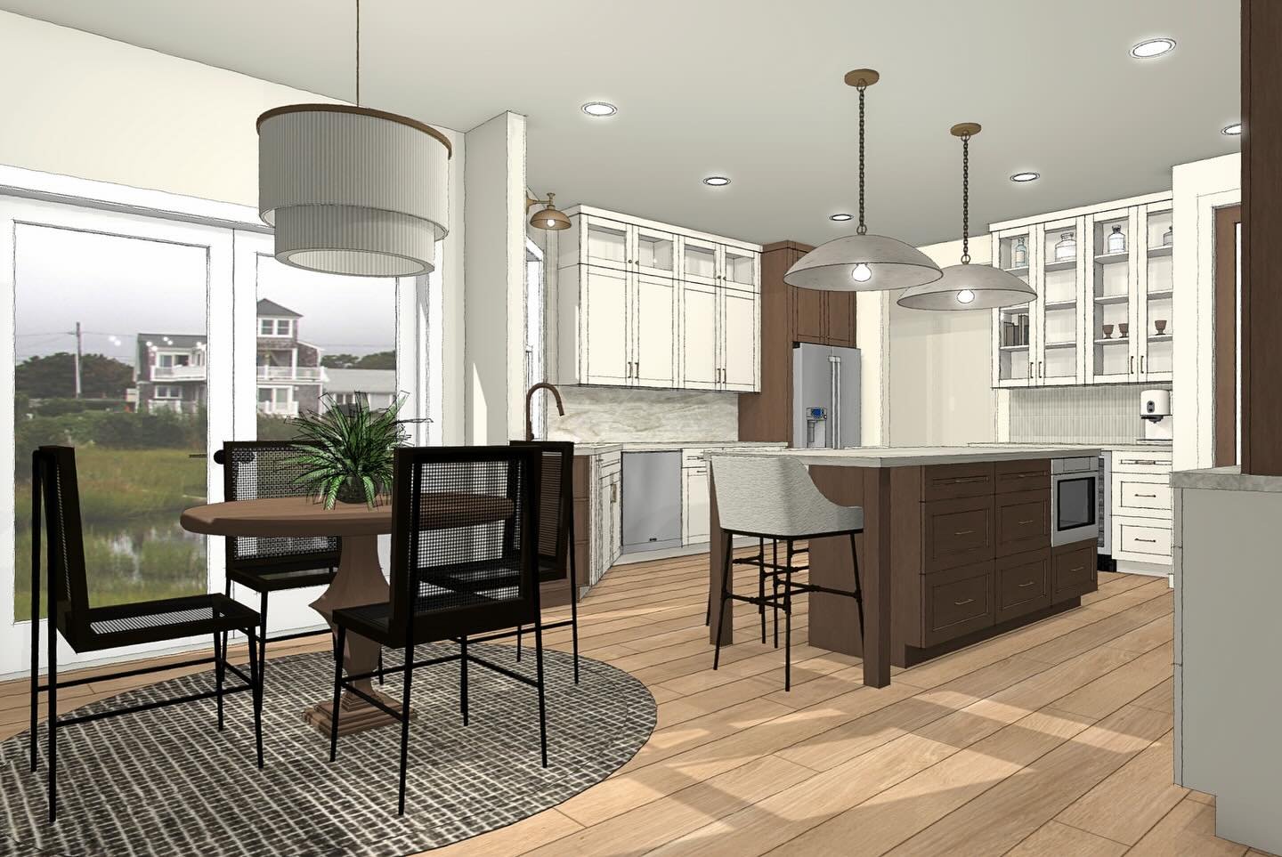 Something about making coffee steps away from the water just hits different ☕️ Kinda moody, kinda glowy&mdash;so basically the kind of kitchen you &lsquo;accidentally&rsquo; hang out in all day 🤭