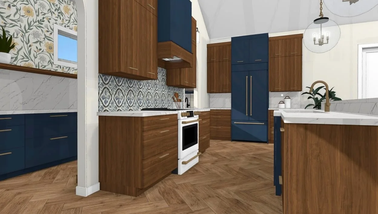 When the client says &ldquo;I want modern meets french country&mdash;with lots of blues &amp; greens. Herringbone wood floors are a must &amp; I really love floral patterns&rdquo; 🫡

🔨: @freestonebuilt