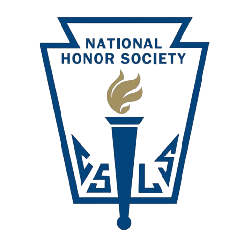 Logo of the National Honor Society featuring a torch with a flame and the organization's name.