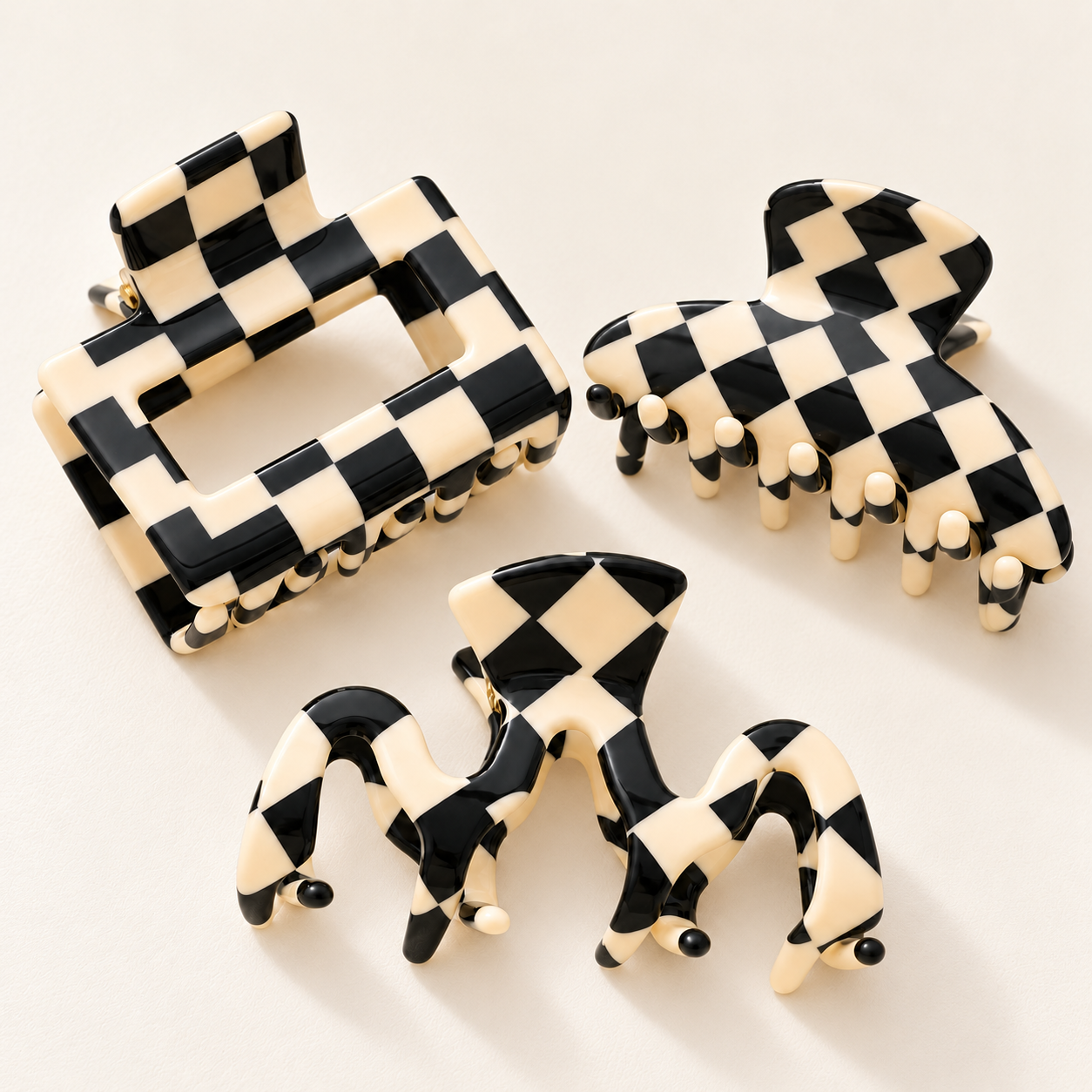 Petite Checkerboard Acetate Hair Claw
