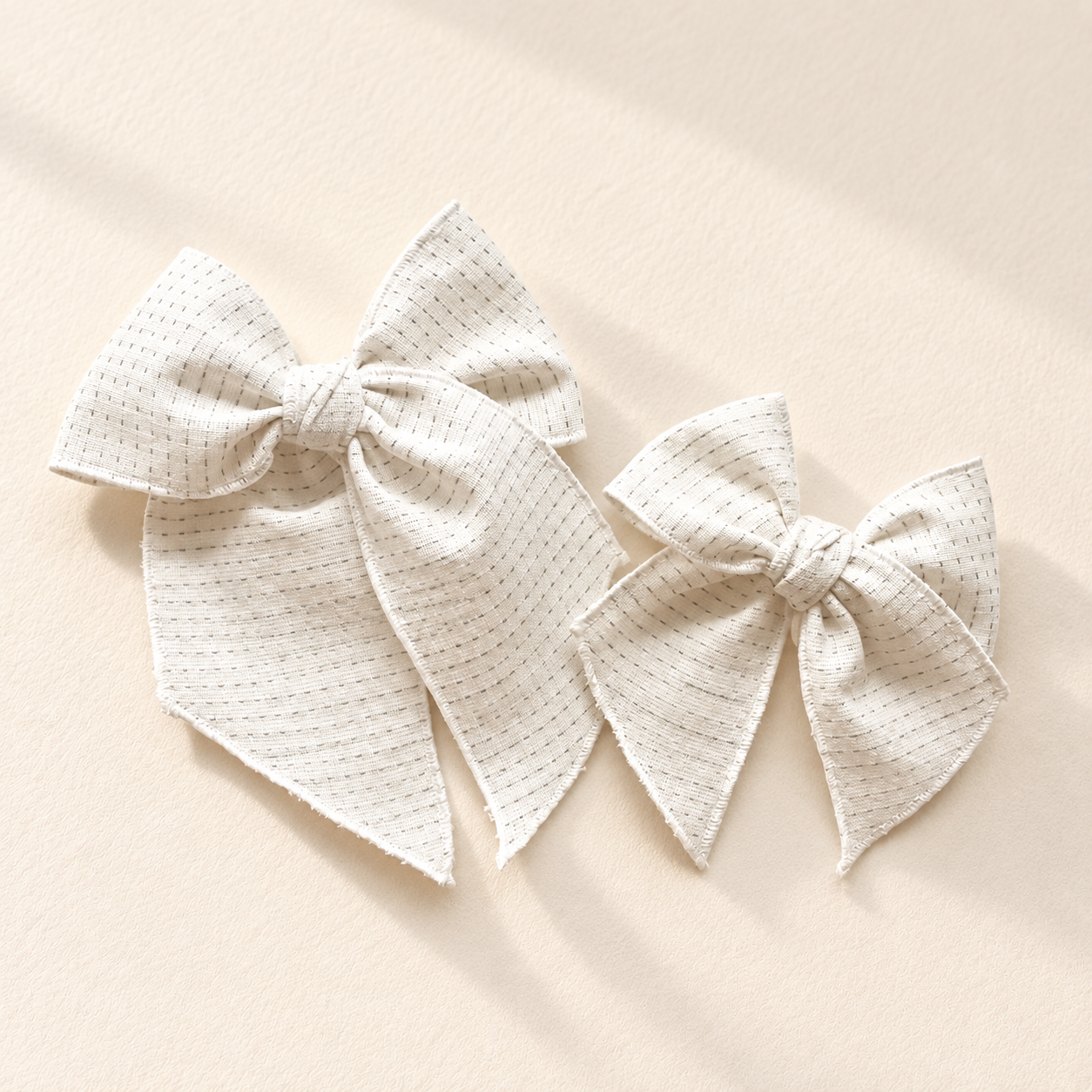 The Heirloom Stitched Fabric Bow Clip