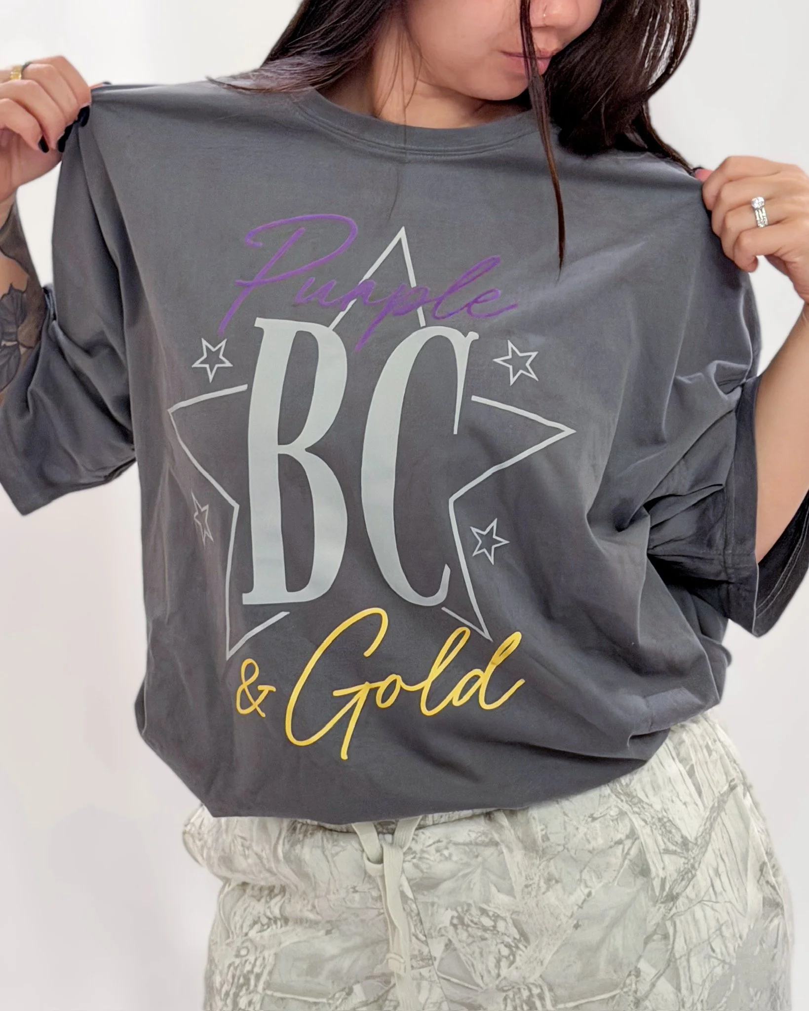 Charcoal "Starry Spirit" BC Lettered Oversized Tee
