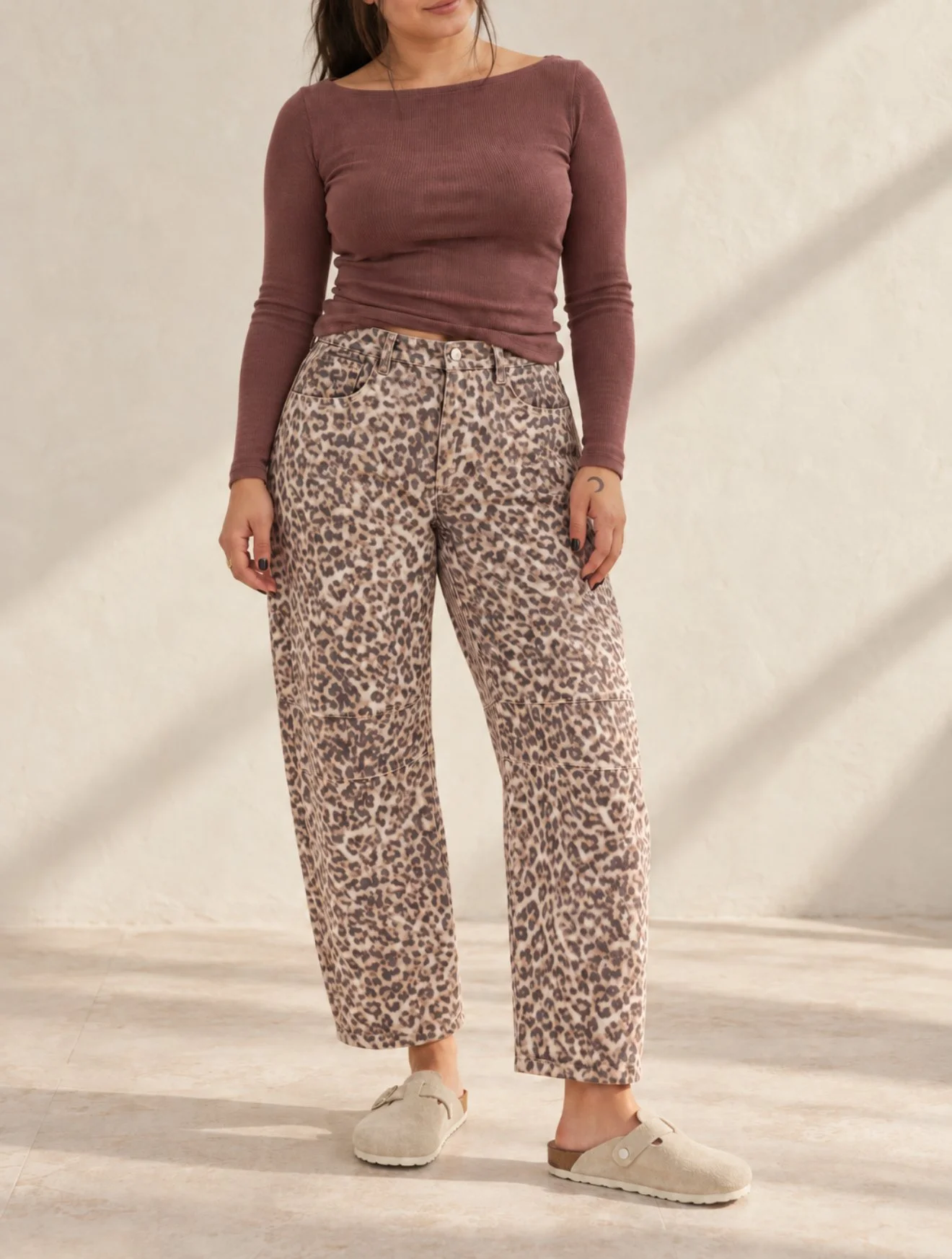 Leopard Print Barrel Leg Jeans - PRE-ORDER!!
