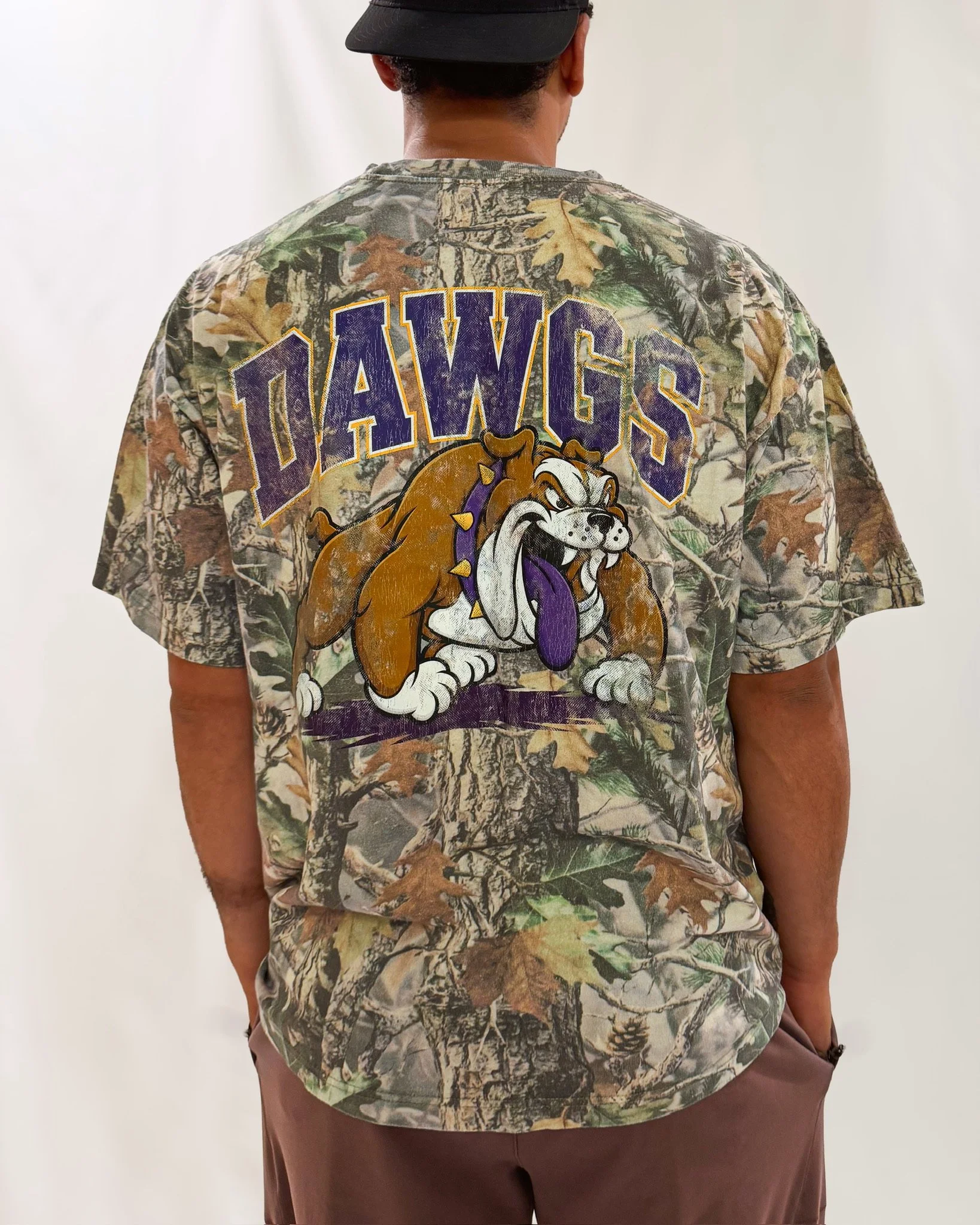 Double-Sided "BC Dawgs" Woodland Camo Tee