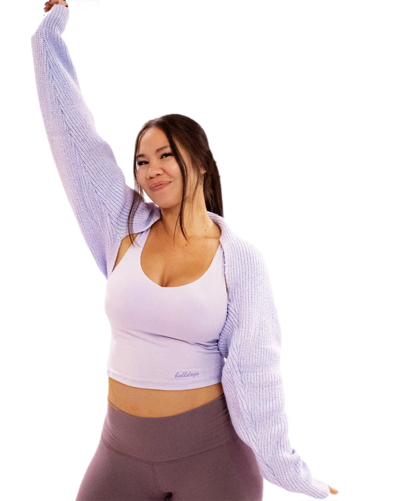 Lilac Chunky Knit Open-Front Shrug Sweater