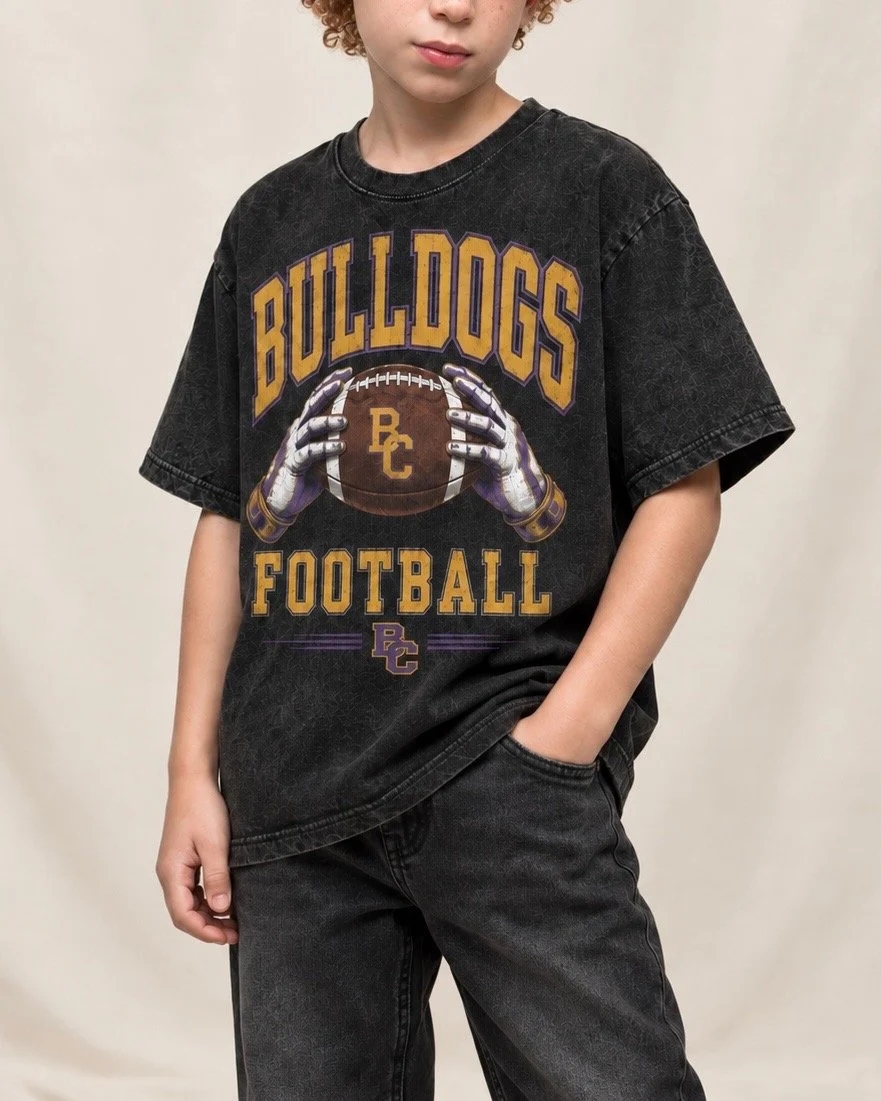 Youth Vintage Black "I'M HIM." Football Graphic Tee