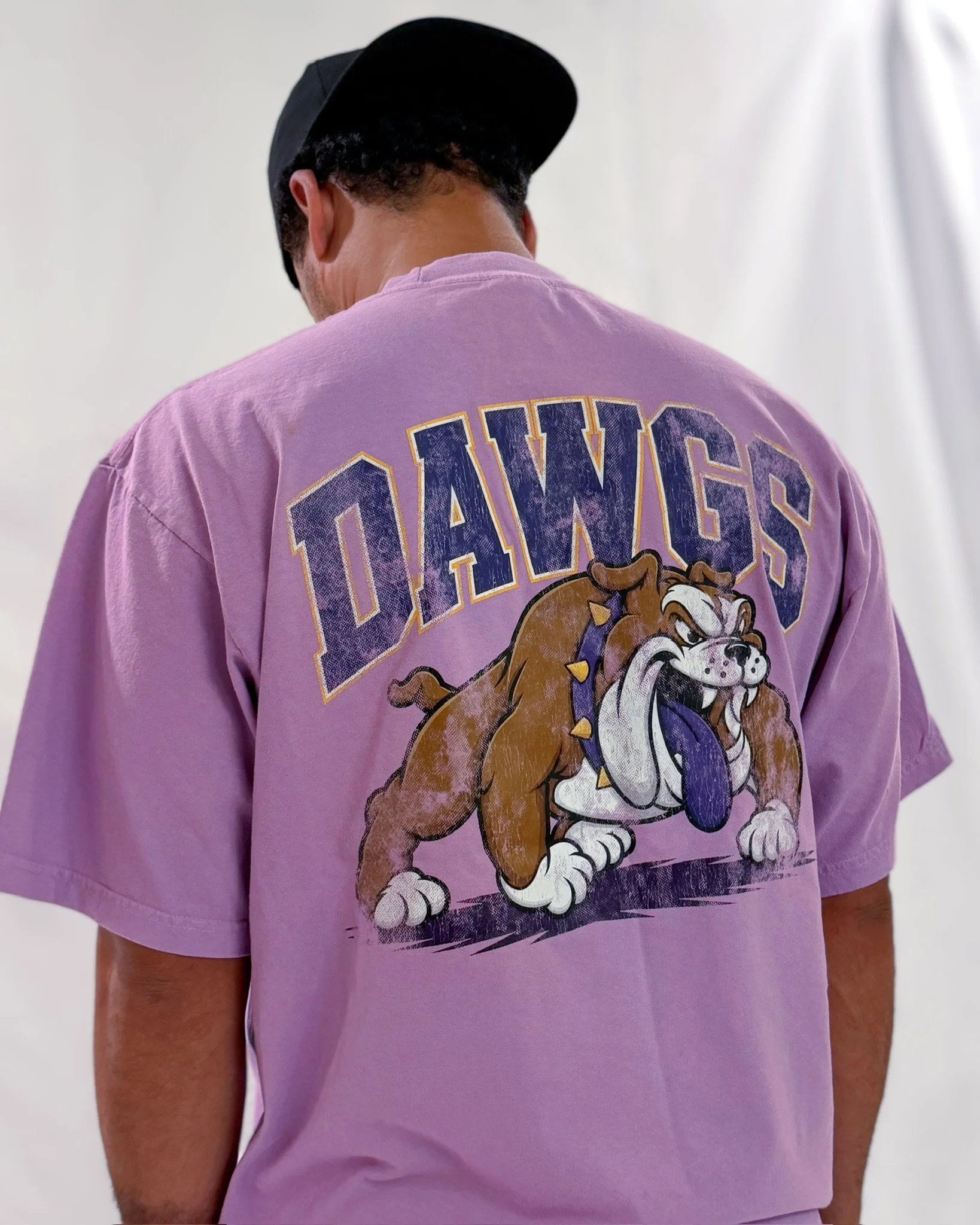 Lavender "Dawgs" Vintage Wash Heavyweight Retro Graphic Tee