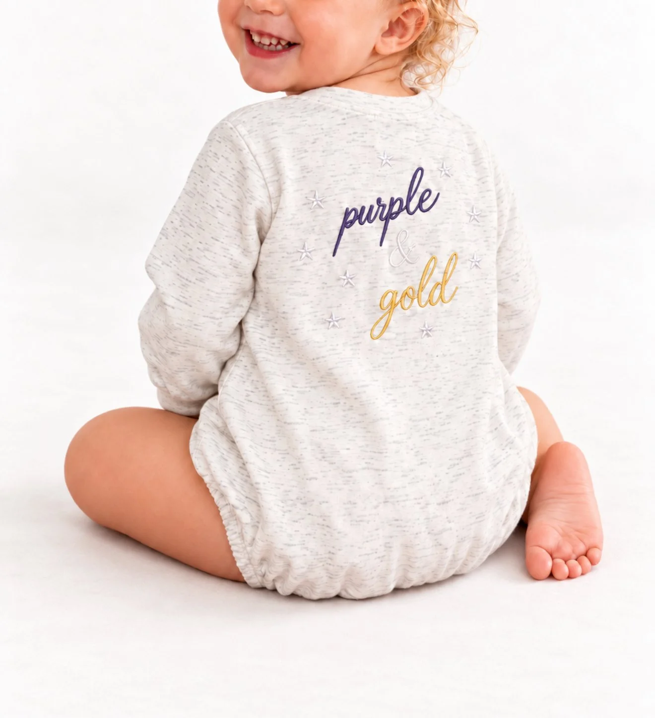 "Purple & Gold" Organic Cotton Baby Bubble Romper