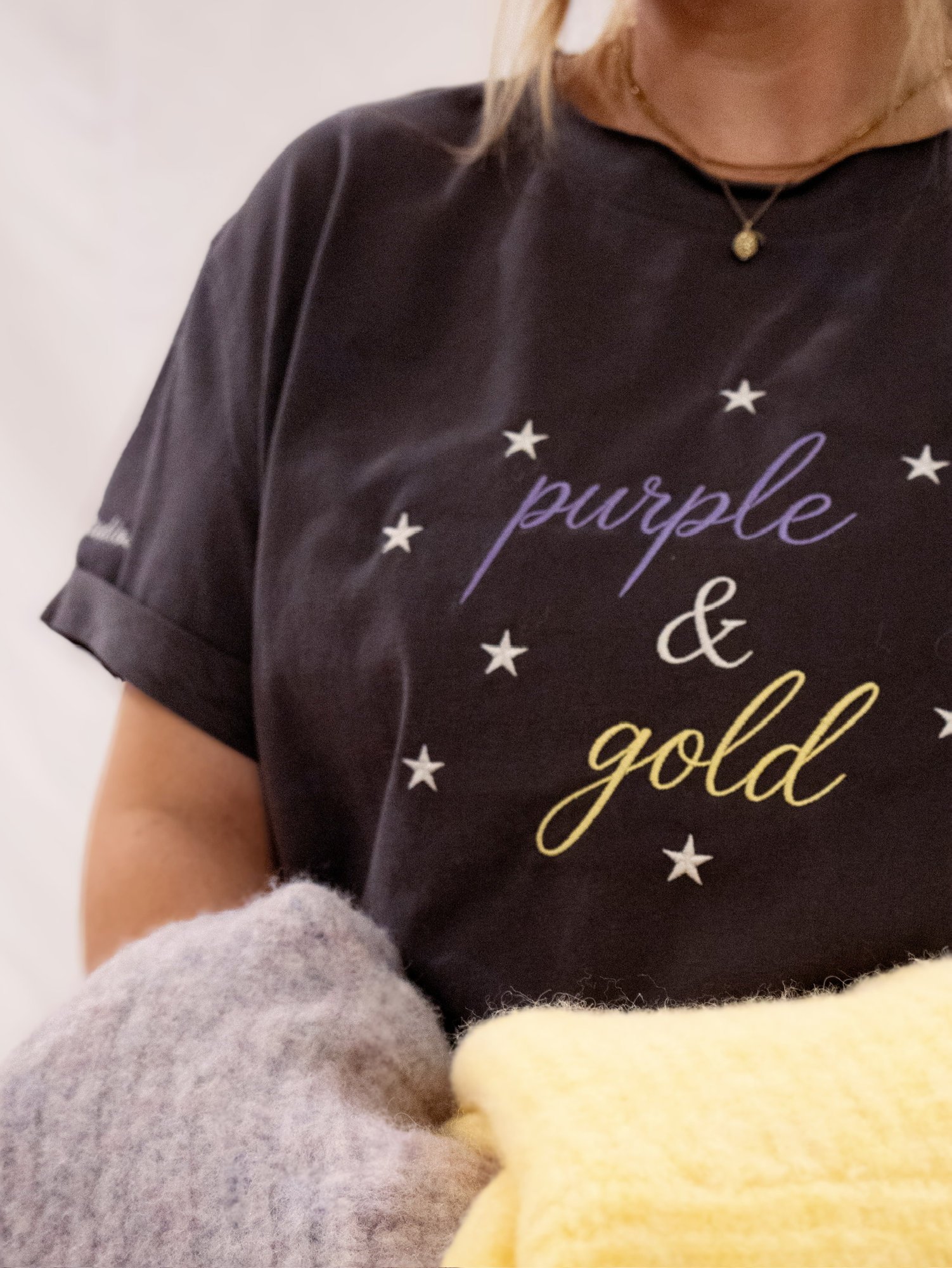 The "Purple & Gold" Starry Script Tee