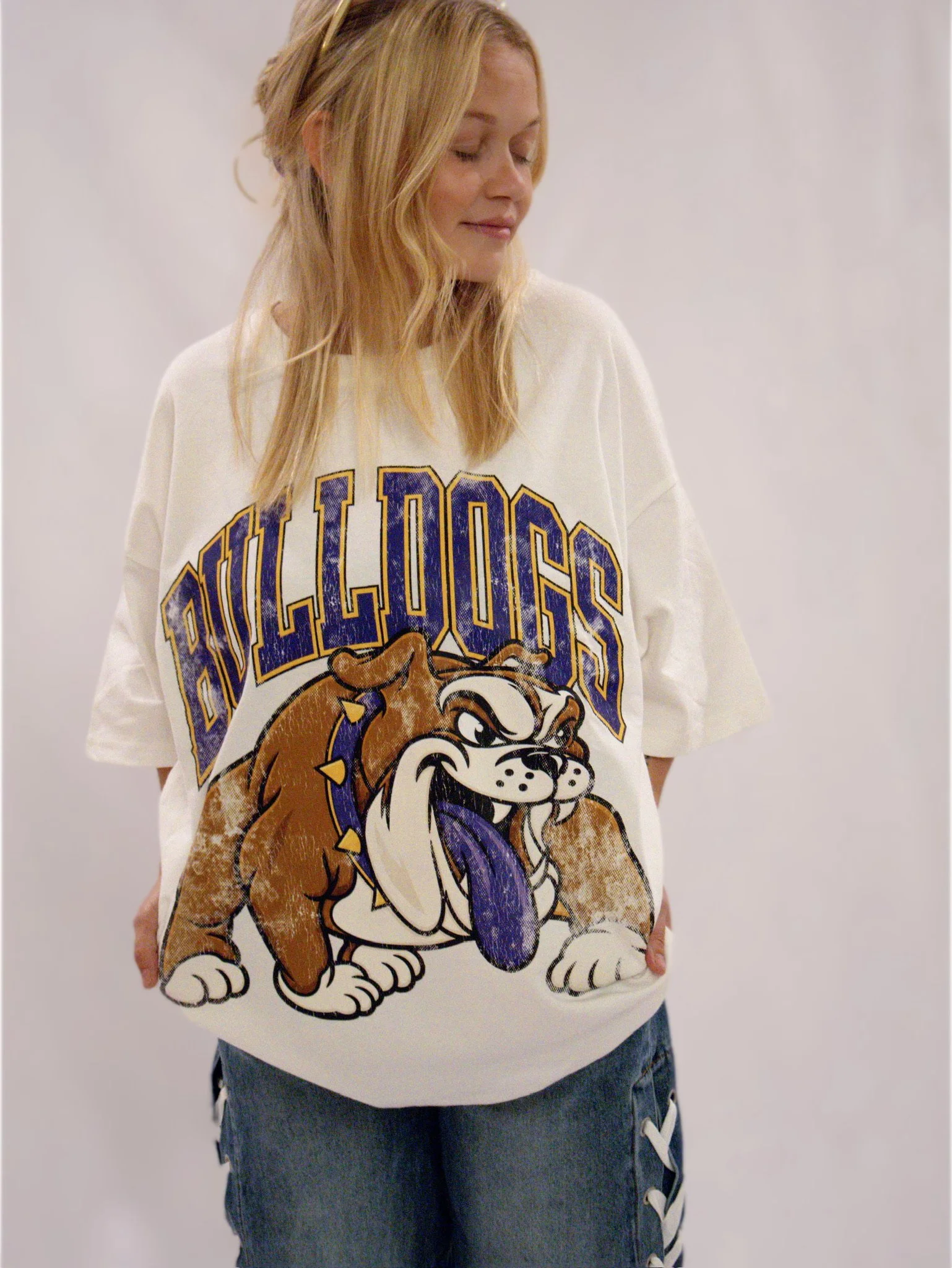 White "Big Dawg" Varsity Oversized Graphic Tee