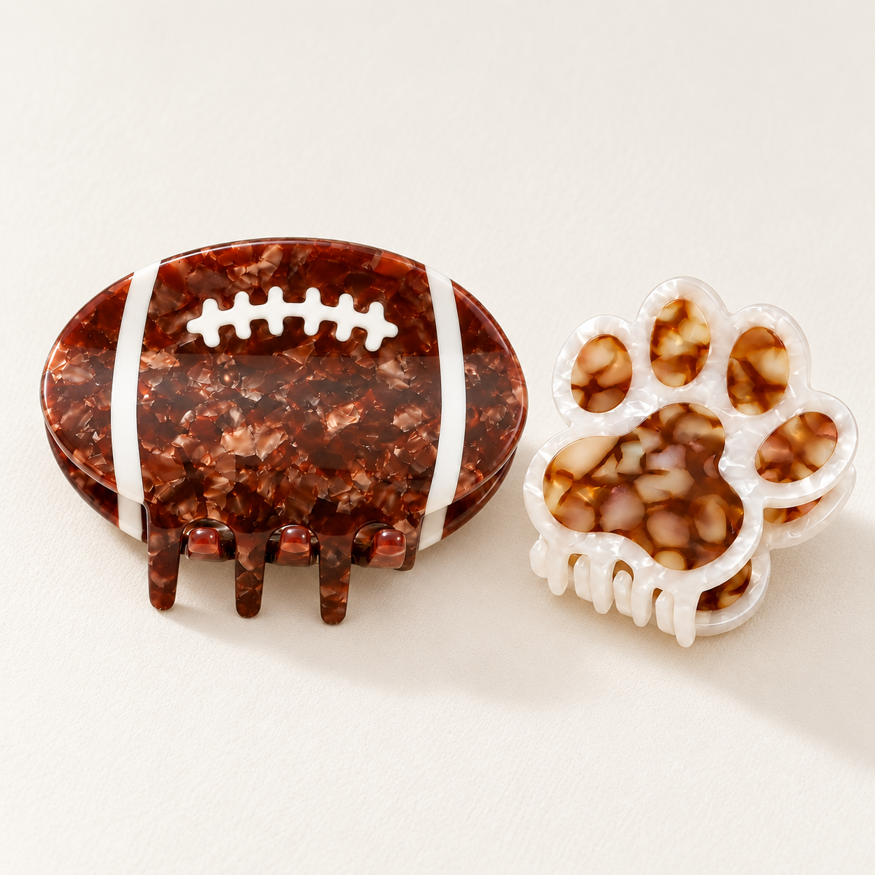 Mini Tortoise Shell Football Claw Clip
